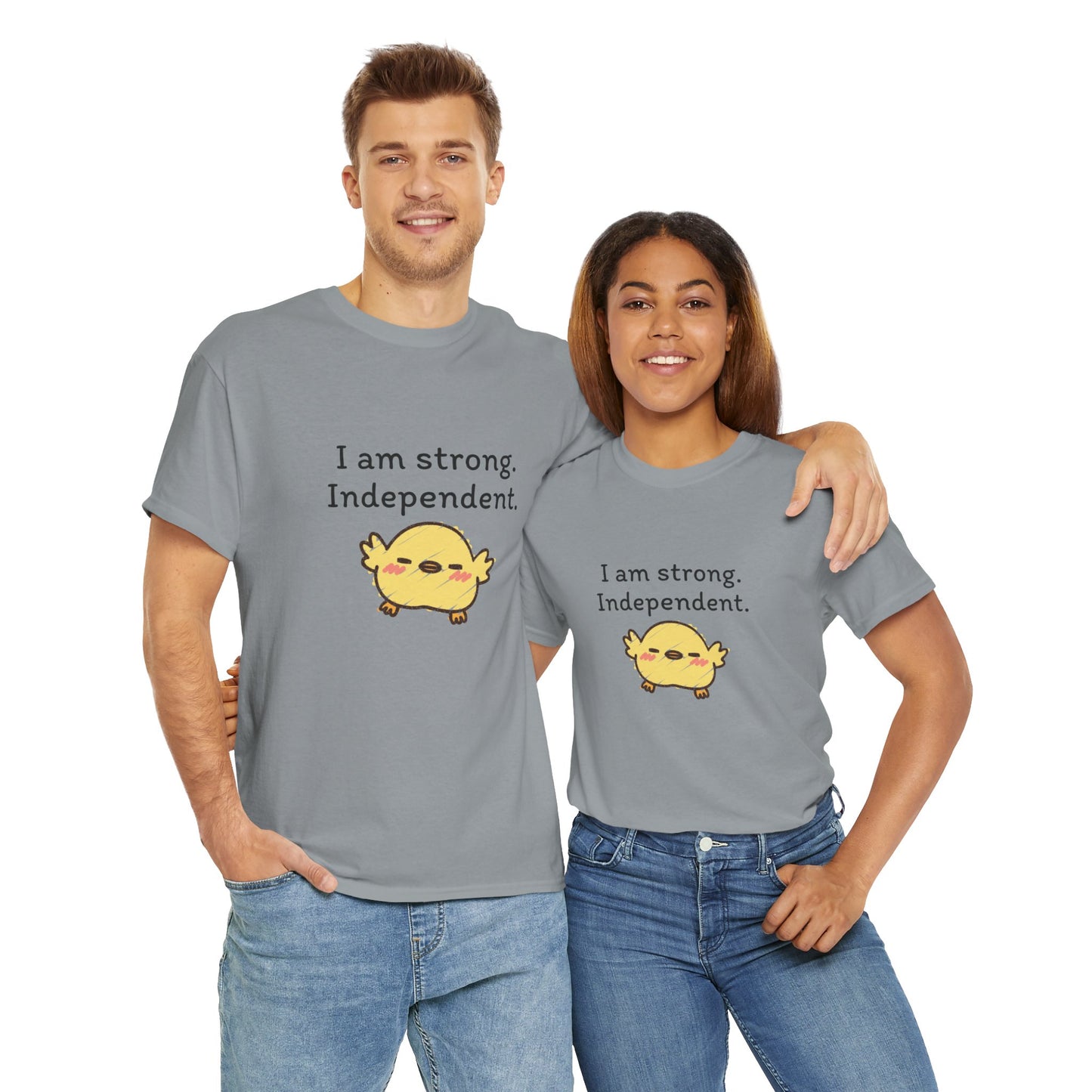 Empowering Chick Graphic Unisex Heavy Cotton Tee - "I am strong. Independent."