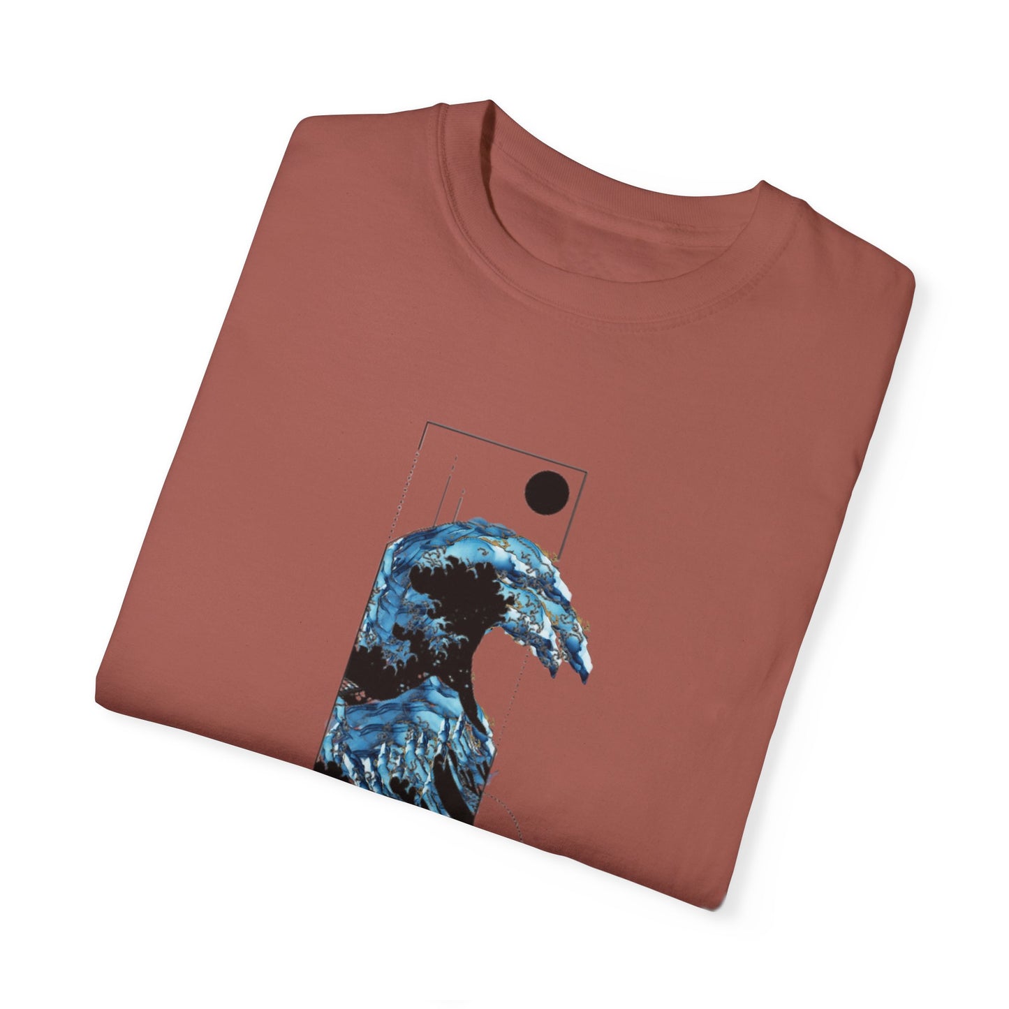 Waves Art Vintage Aesthetic Pullover in a relaxed fit, showcasing unique hand-drawn graphic design, perfect for eco-friendly fashion lovers.