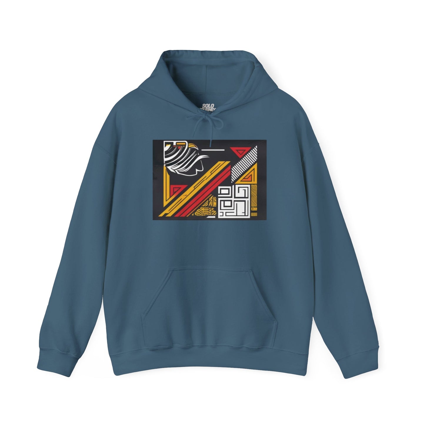Vintage Aesthetic Oversized Boho Hoodie - Eco-Friendly Organic Cotton Pullover hanging on a rustic wooden hanger.