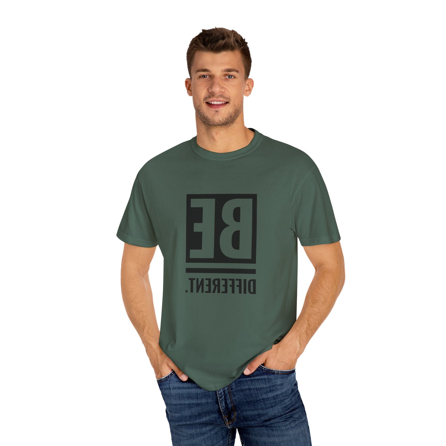 Be Different Art Graphic Oversized Boho T-Shirt in soft organic cotton, featuring a unique hand-drawn graphic design.