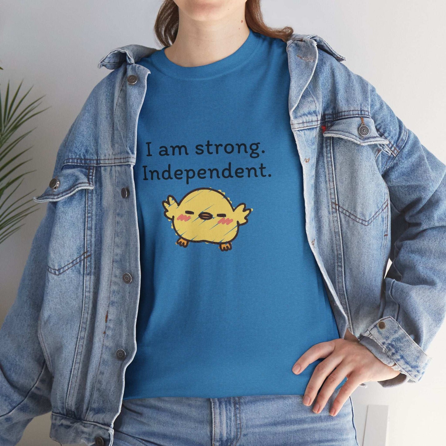 Empowering Chick Graphic Unisex Heavy Cotton Tee - "I am strong. Independent."