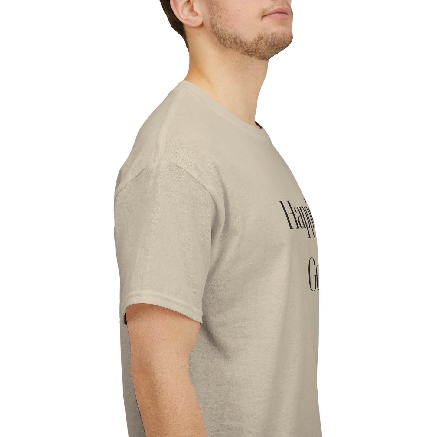 Unisex styled Happiness Looks Good On You T-Shirt worn casually, ideal for everyday style and comfort.