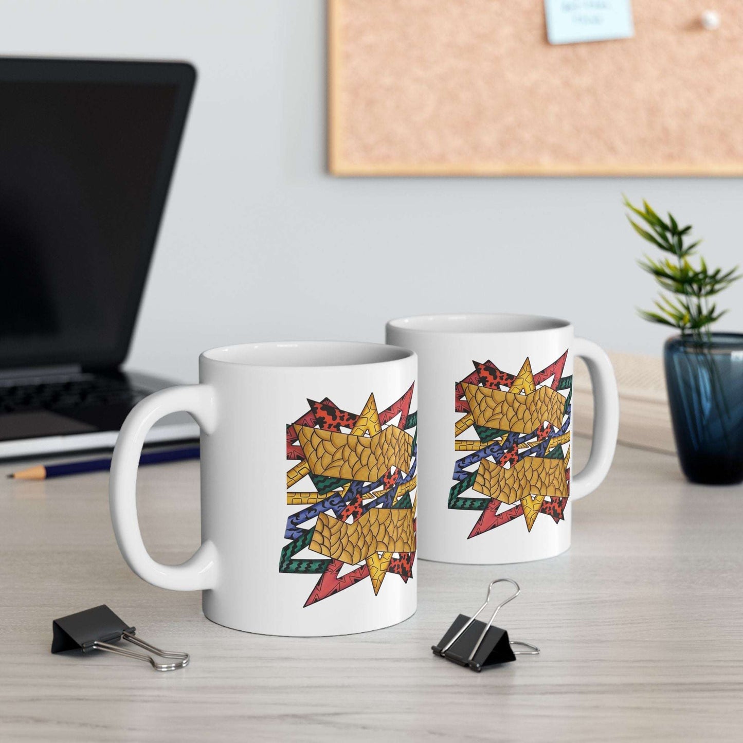 Colorful Geometric Ceramic Mug - Perfect for Coffee Lovers and Gifting by @almatar.art