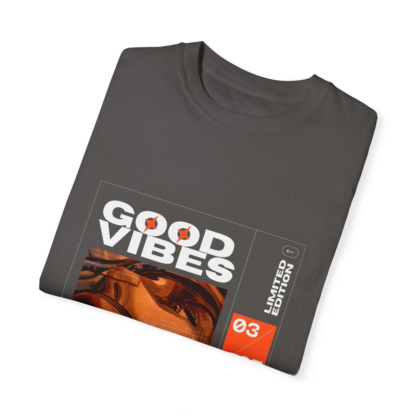 Flat lay of the Good Vibes Graphic Design Pullover styled with accessories, highlighting its versatility for casual outings.