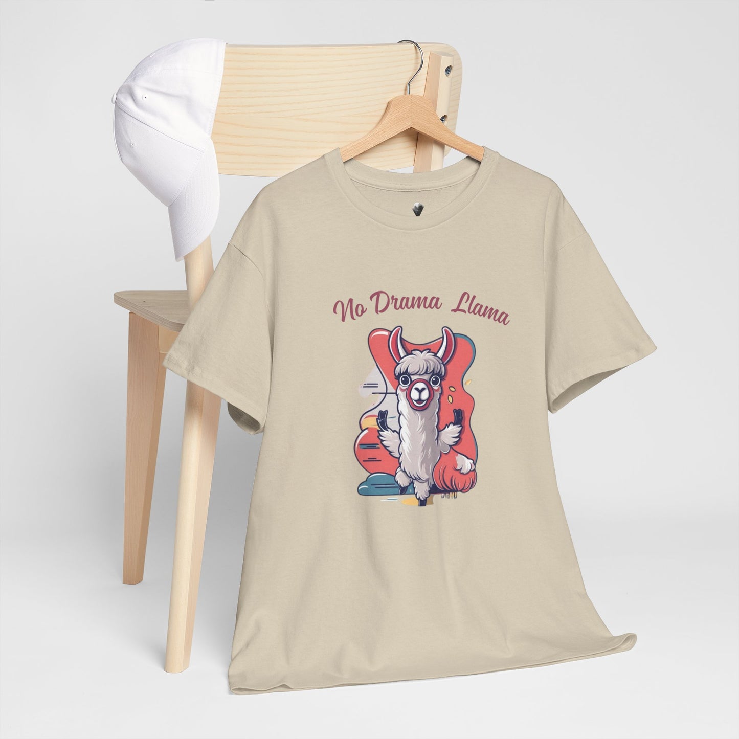 No Drama Llama Unisex Heavy Cotton Tee - Fun Graphic Tee for Casual Wear