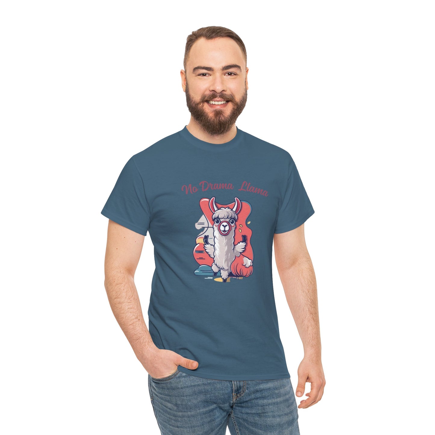 No Drama Llama Unisex Heavy Cotton Tee - Fun Graphic Tee for Casual Wear