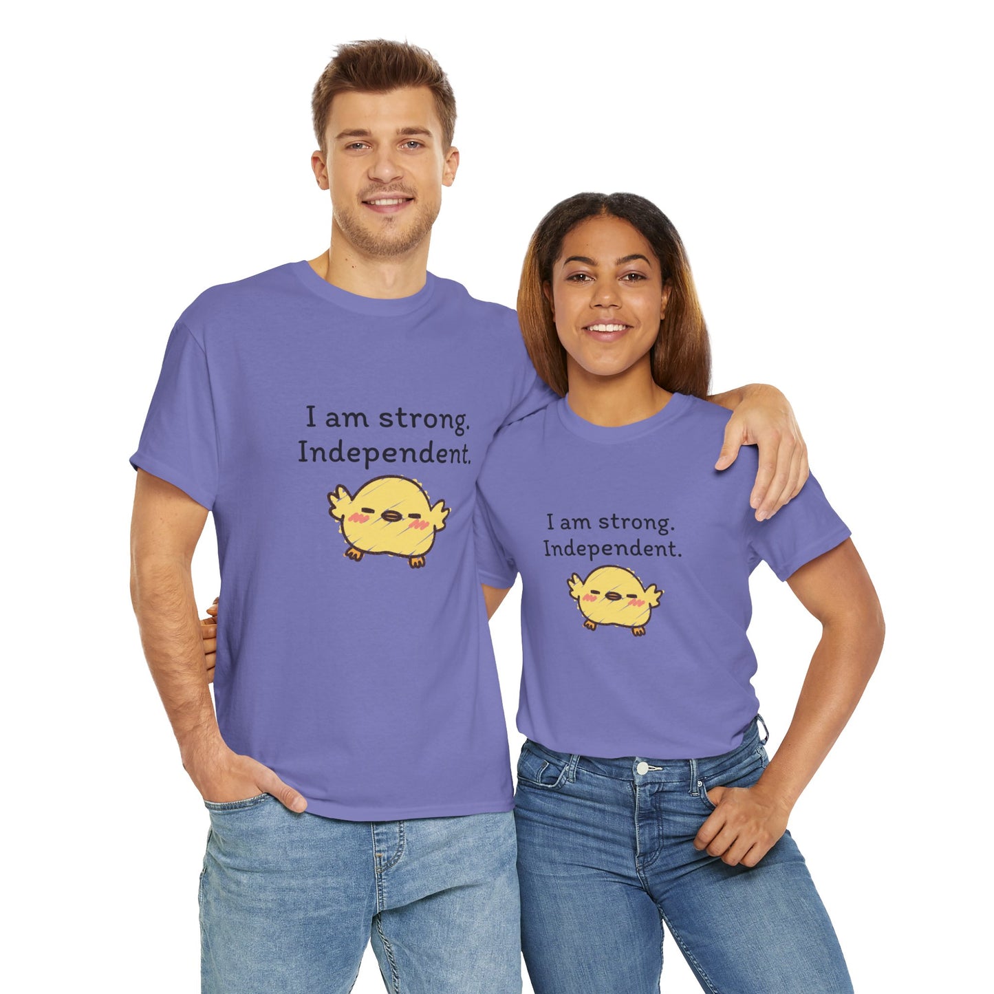 Empowering Chick Graphic Unisex Heavy Cotton Tee - "I am strong. Independent."