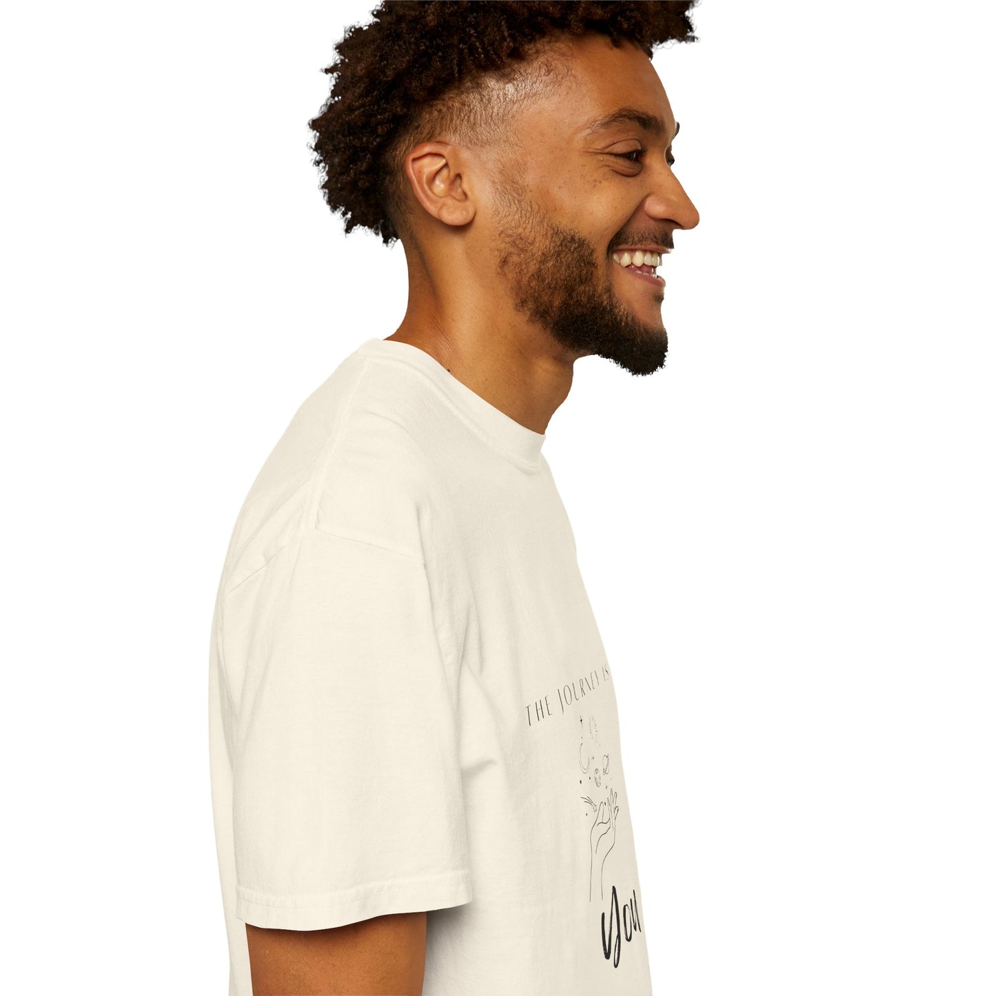 The vintage-inspired graphic design of the Vintage Aesthetic Oversized Boho T-Shirt Pullover, emphasizing its unique artistic flair on organic cotton.