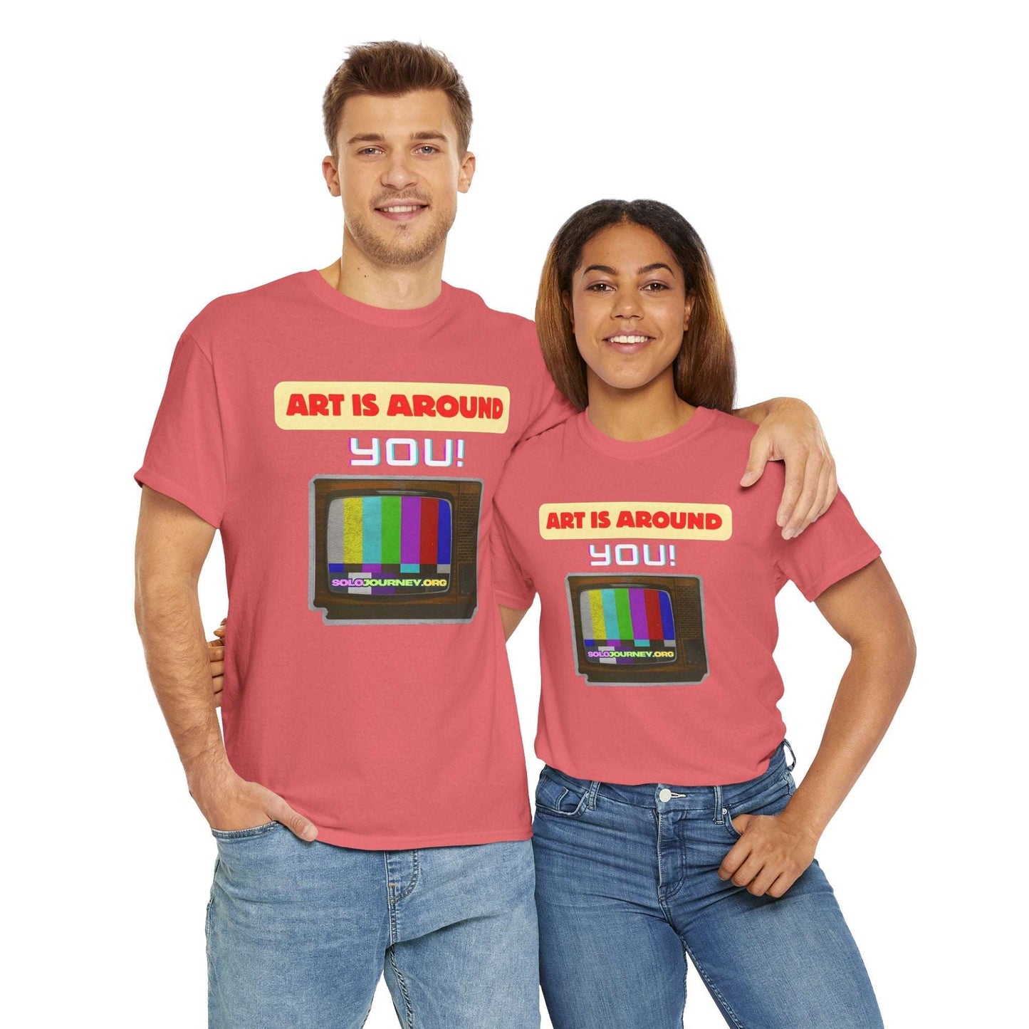 Retro Art Unisex Heavy Cotton Tee - Fun and Colorful Graphic T-Shirt for Art Lovers, Gift for Artists, Casual Wear, Art Inspired Apparel