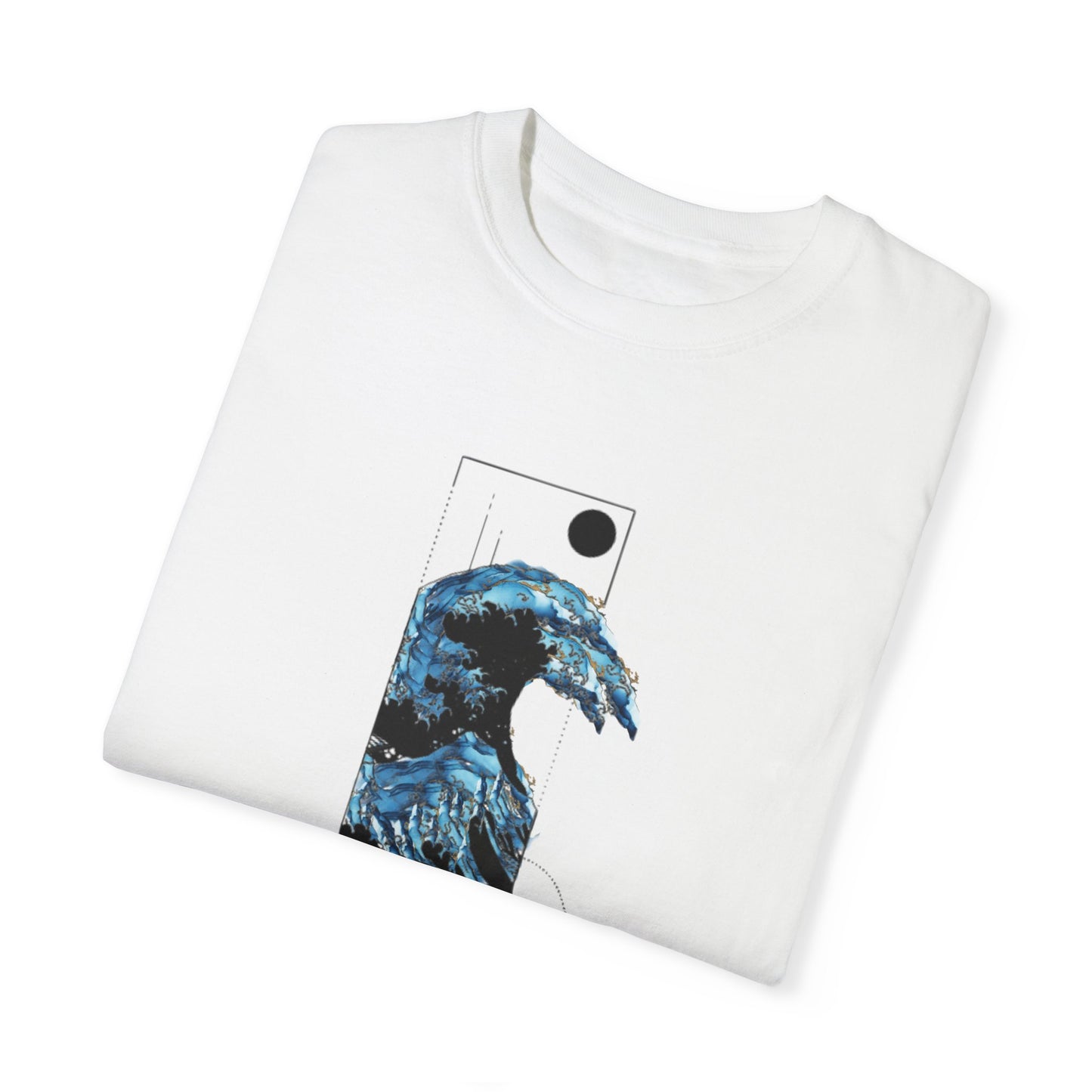 Waves Art Vintage Aesthetic Pullover laid flat, demonstrating the lightweight organic cotton and vintage aesthetic suitable for all occasions.