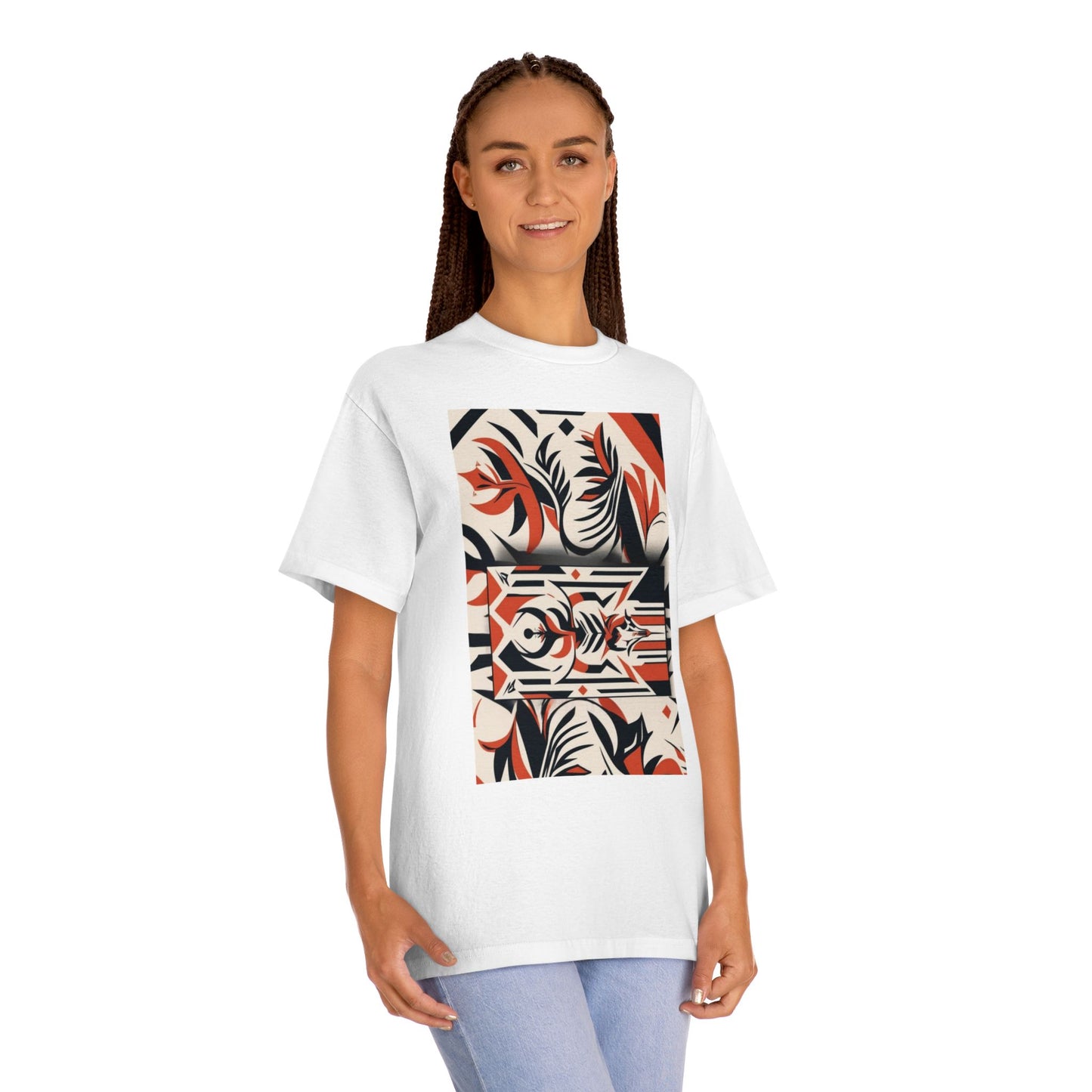 Close-up of the fabric texture of Arabian Sand World Art Oversized Boho T-Shirt highlighting the 100% organic cotton material.