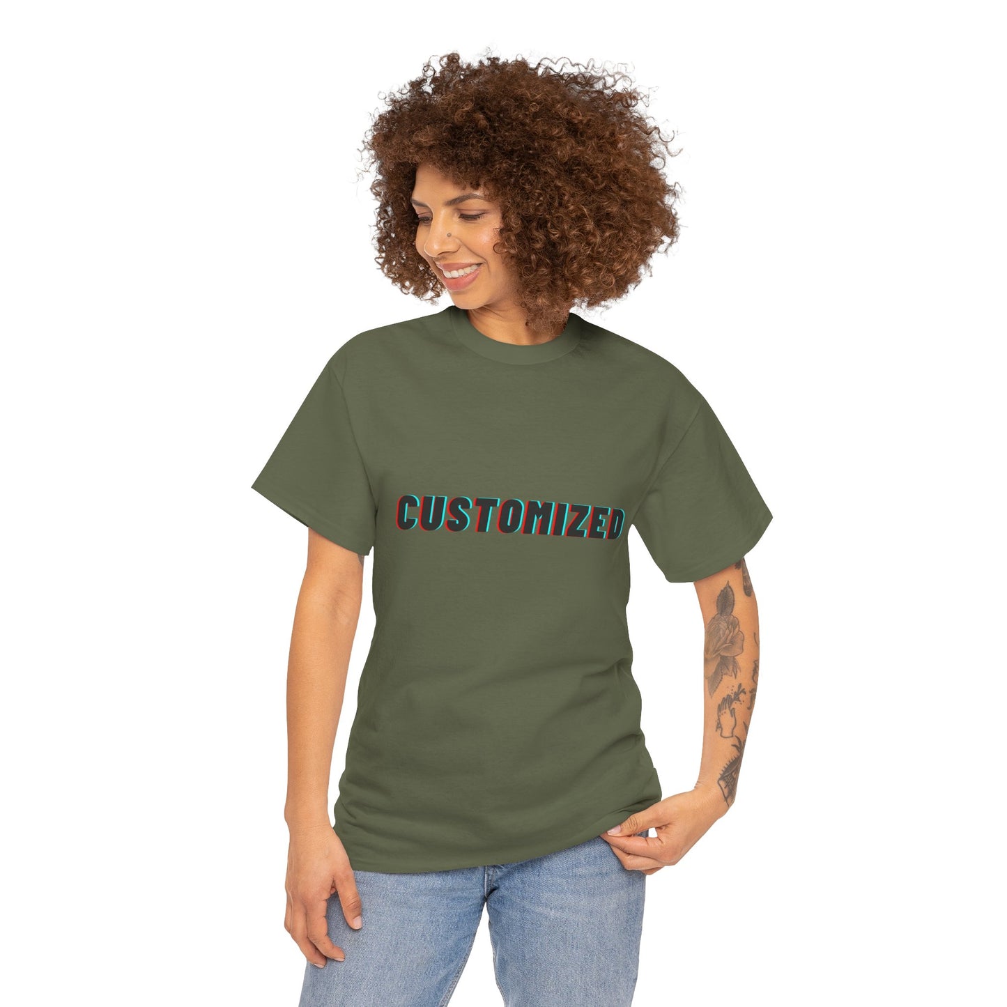 Eco-Friendly Personalized Unisex Heavy Cotton Tee showcasing durability and lightweight flexibility for daily wear.