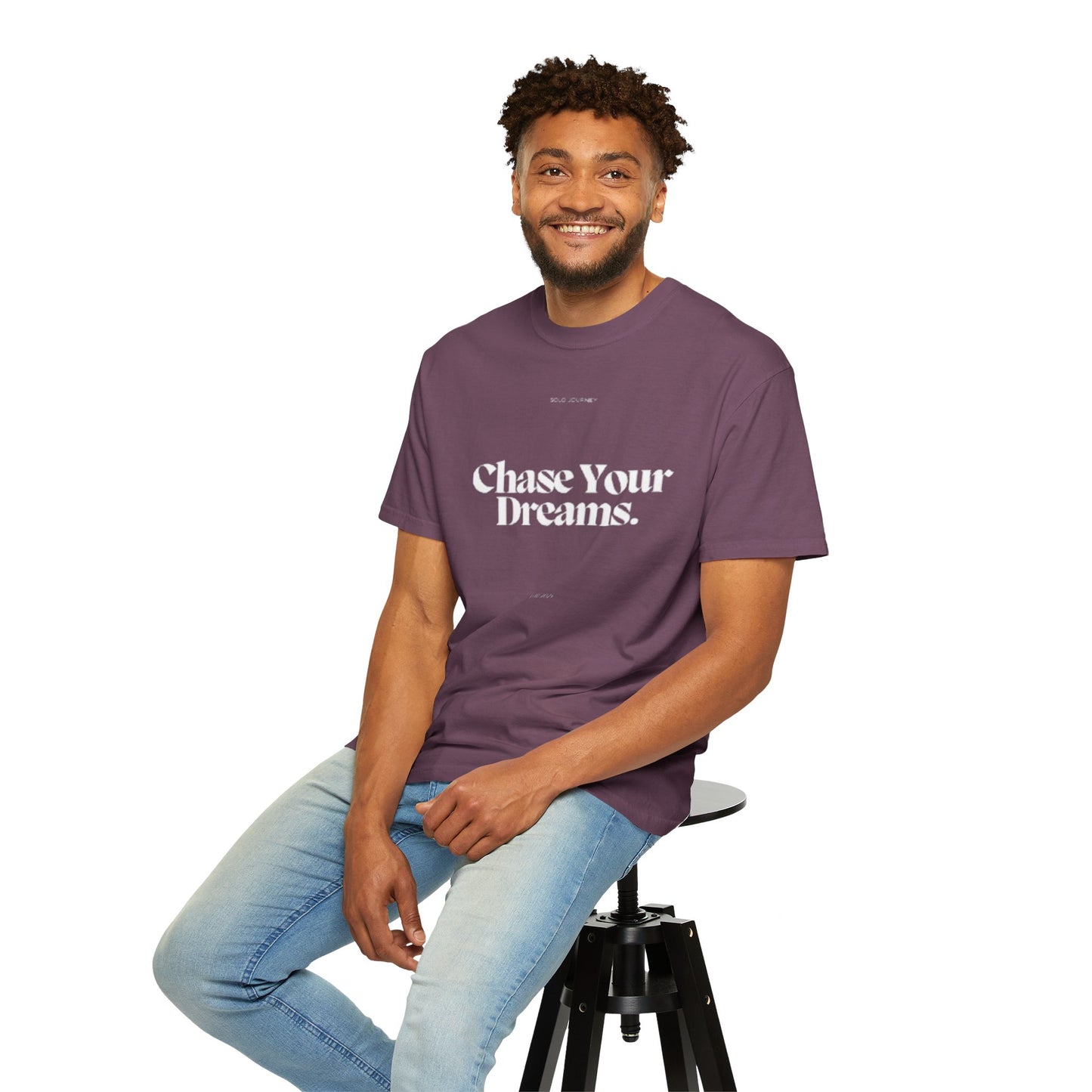 Chase Your Dreams Vintage Aesthetic Pullover - Eco-Friendly Oversized Boho T-Shirt featuring unique hand-drawn graphics, made from biodegradable organic cotton, perfect for casual outings and sustainable fashion enthusiasts.