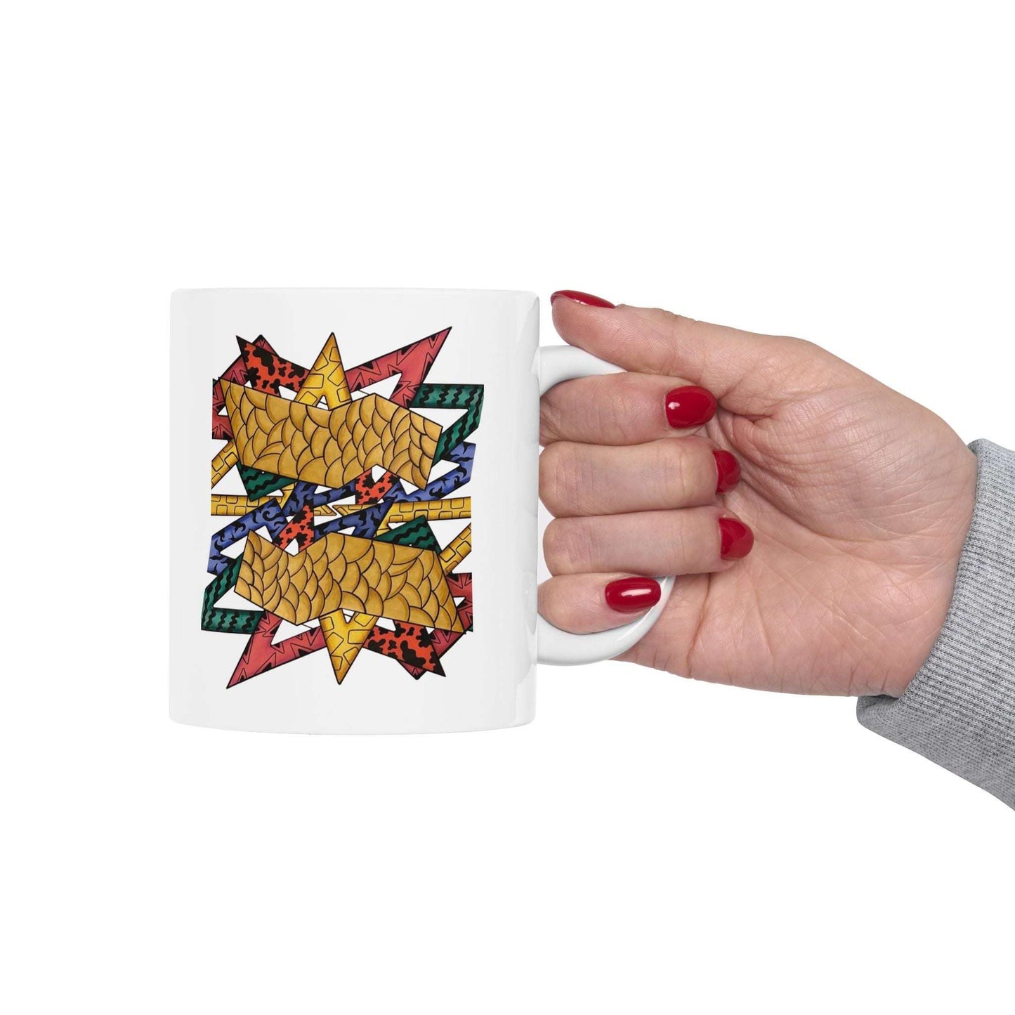 Colorful Geometric Ceramic Mug - Perfect for Coffee Lovers and Gifting by @almatar.art