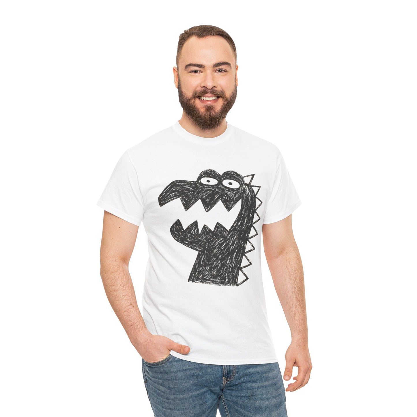 Dinosaur Graphic Tee, Unisex Cotton Shirt, Fun Casual Wear, Cute Monster Top, Gift for Kids and Teens, Birthday Celebration