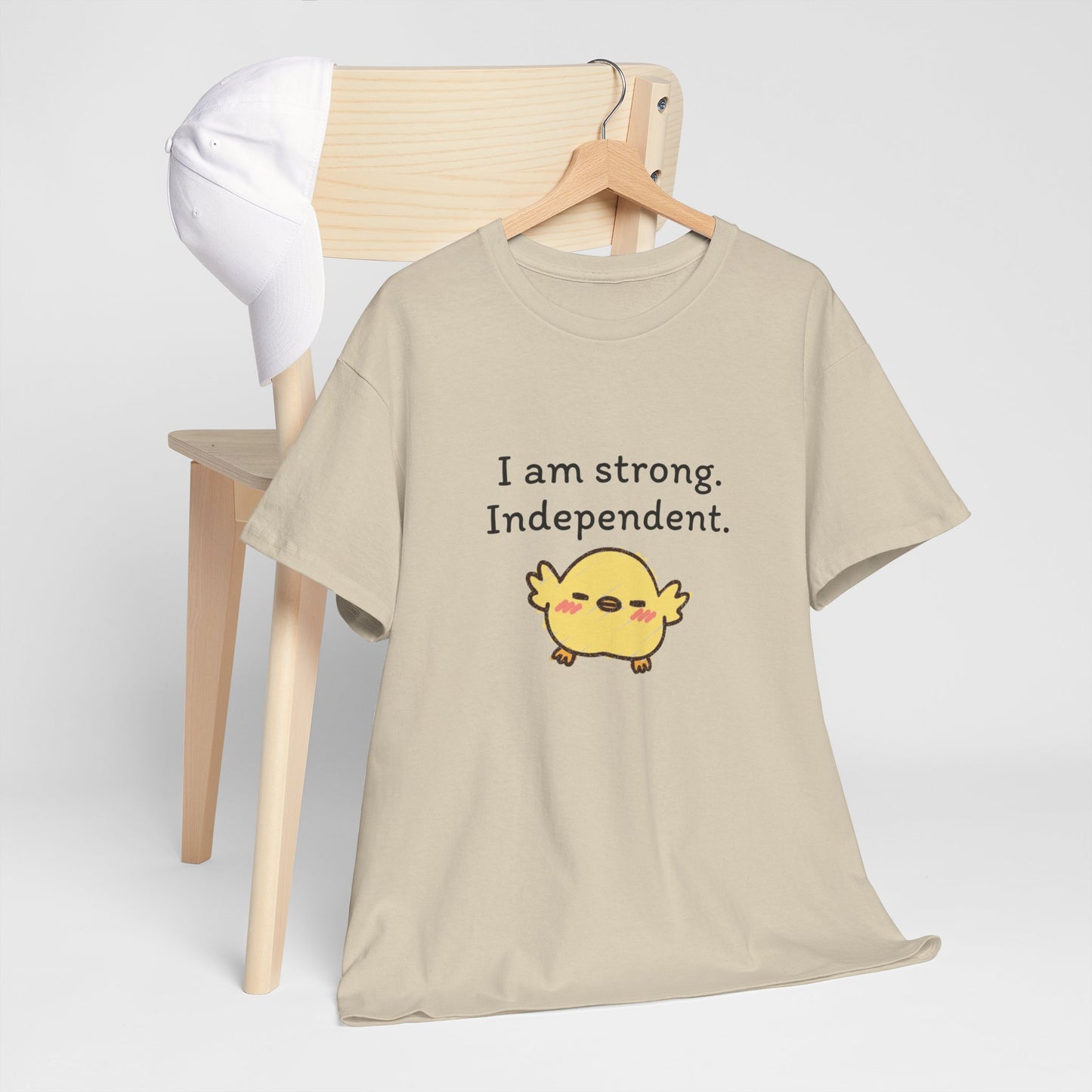 Empowering Chick Graphic Unisex Heavy Cotton Tee - "I am strong. Independent."