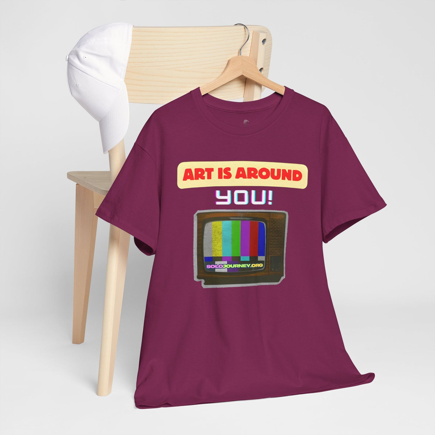 Retro Art Unisex Heavy Cotton Tee - Fun and Colorful Graphic T-Shirt for Art Lovers, Gift for Artists, Casual Wear, Art Inspired Apparel