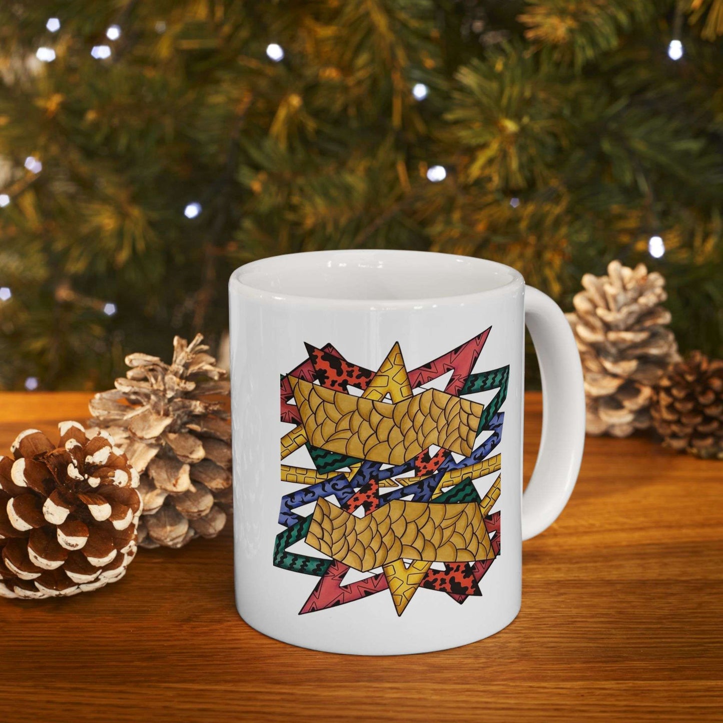 Colorful Geometric Ceramic Mug - Perfect for Coffee Lovers and Gifting by @almatar.art