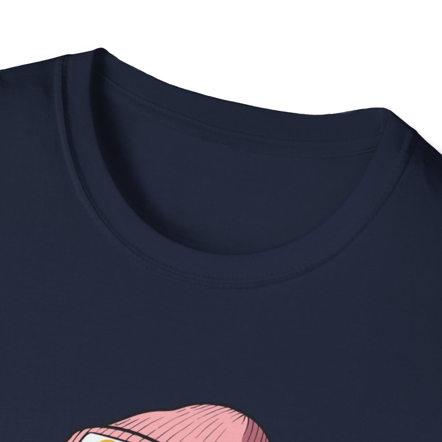 Close-up of the 100% Organic Cotton Unisex Softstyle Graphic Tee highlighting its soft texture and hand-drawn design.