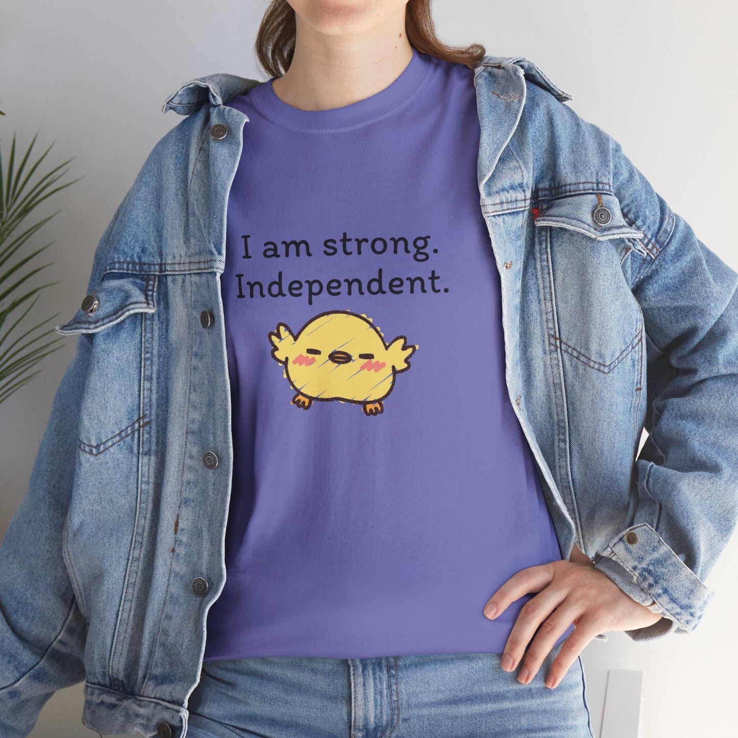 Empowering Chick Graphic Unisex Heavy Cotton Tee - "I am strong. Independent."