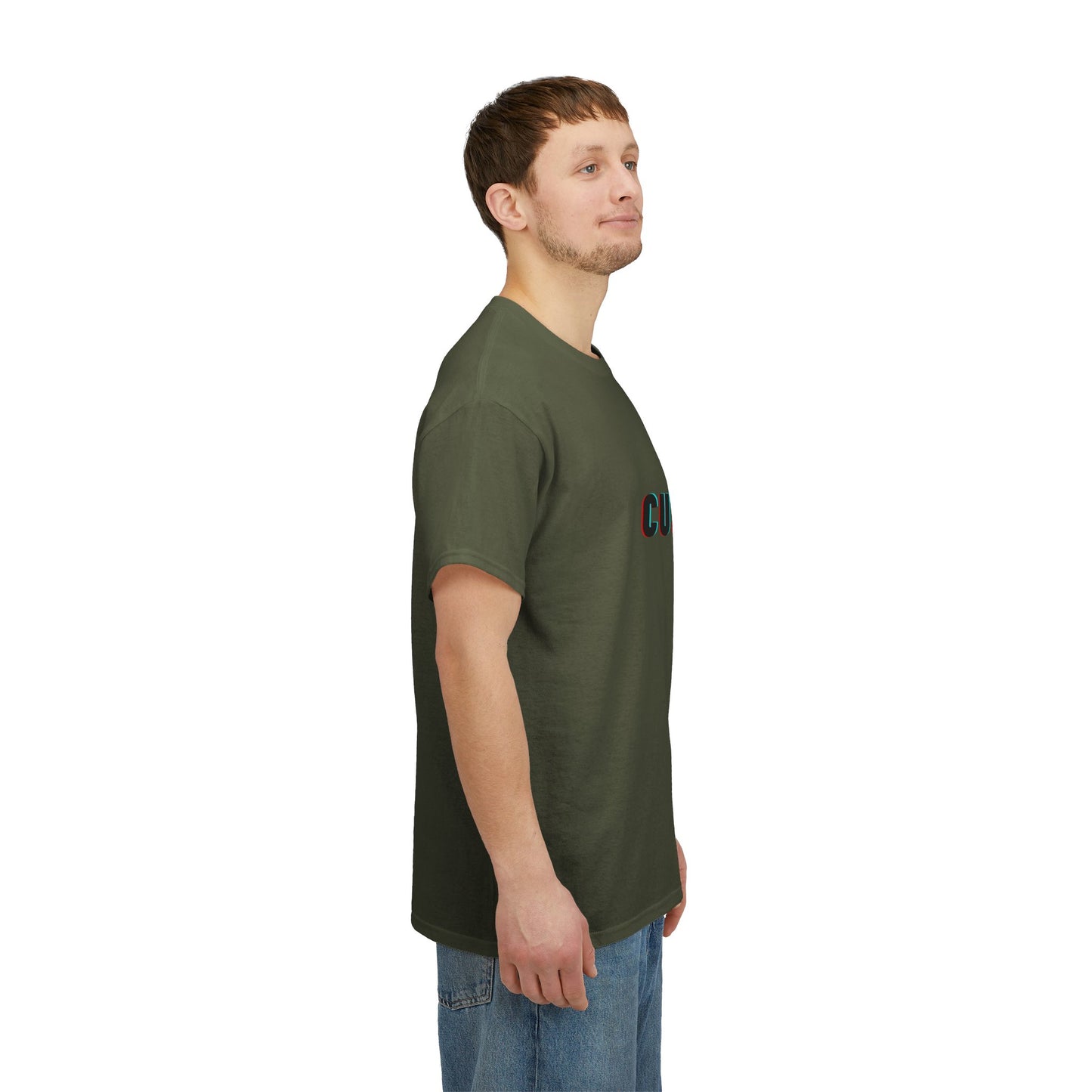 Personalized Unisex Heavy Cotton Tee - Eco-Friendly, Comfortable, Custom Graphic Wear displayed in a vibrant color with artistic design options.