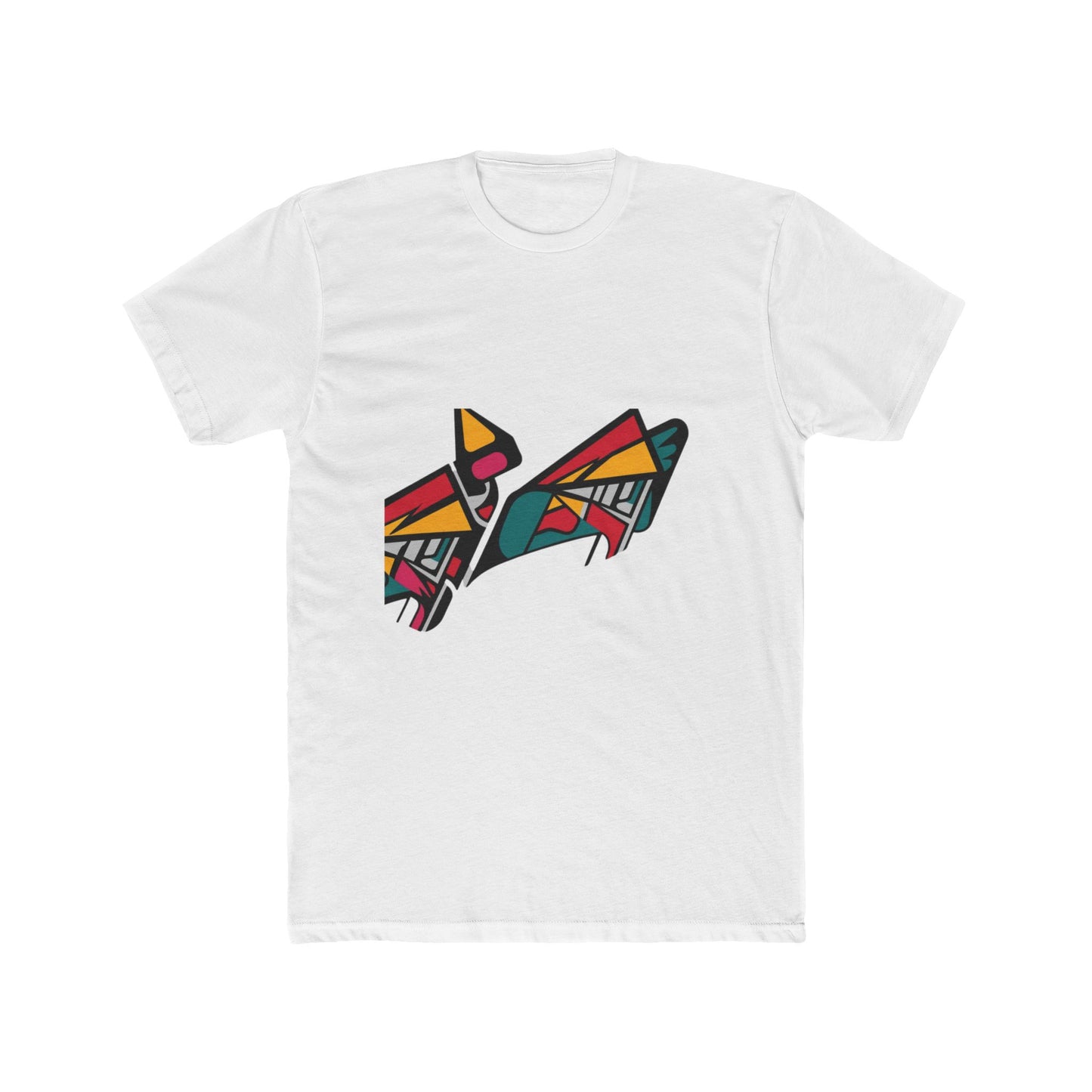 Origami Art Unisex Cotton Crew T-Shirt showcasing a unique hand-drawn origami design, emphasizing eco-friendly fashion.