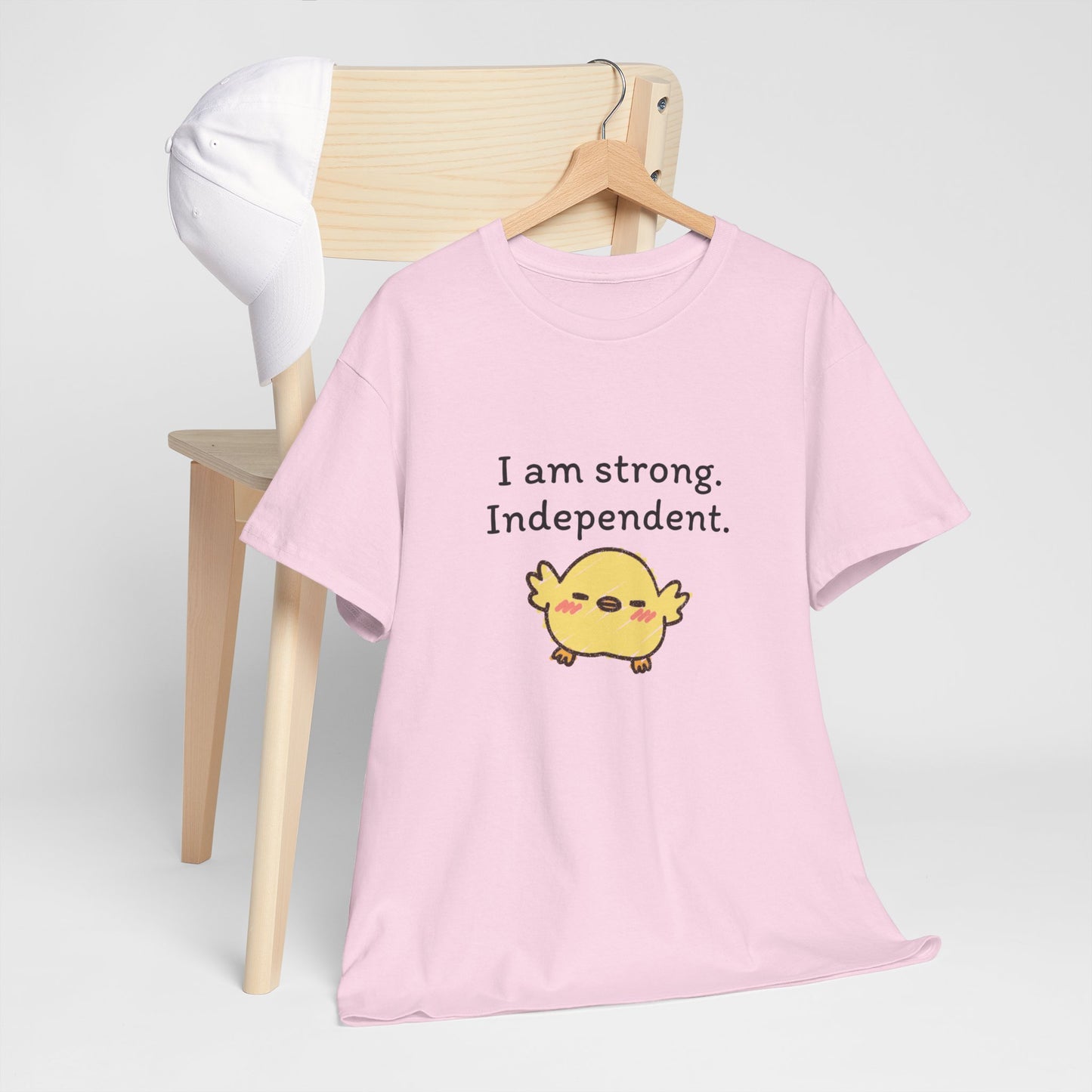 Empowering Chick Graphic Unisex Heavy Cotton Tee - "I am strong. Independent."