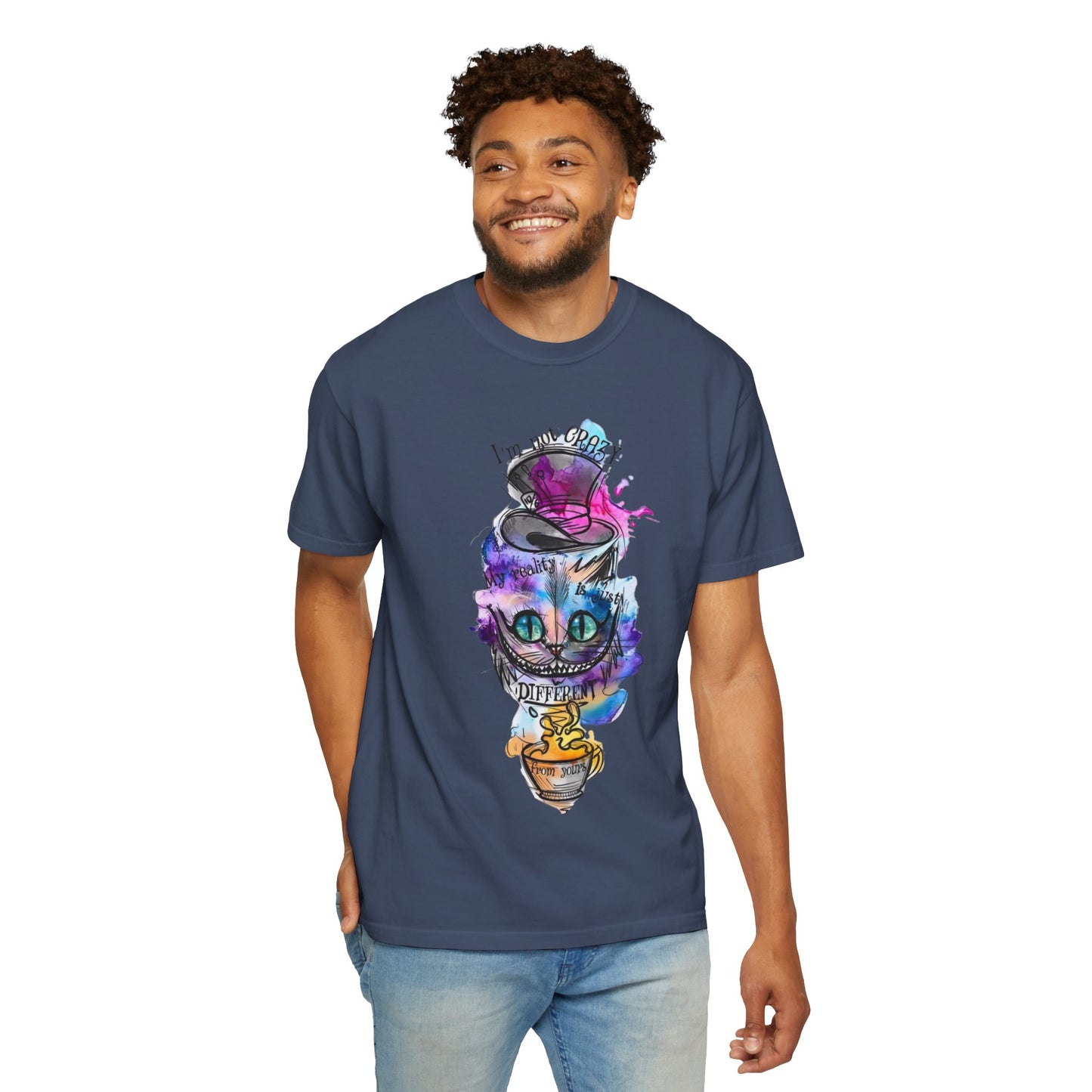 Casual look of the Personalized Cat With A Hat Country Music Graphic T-Shirt, highlighting the comfortable fit and organic cotton fabric.