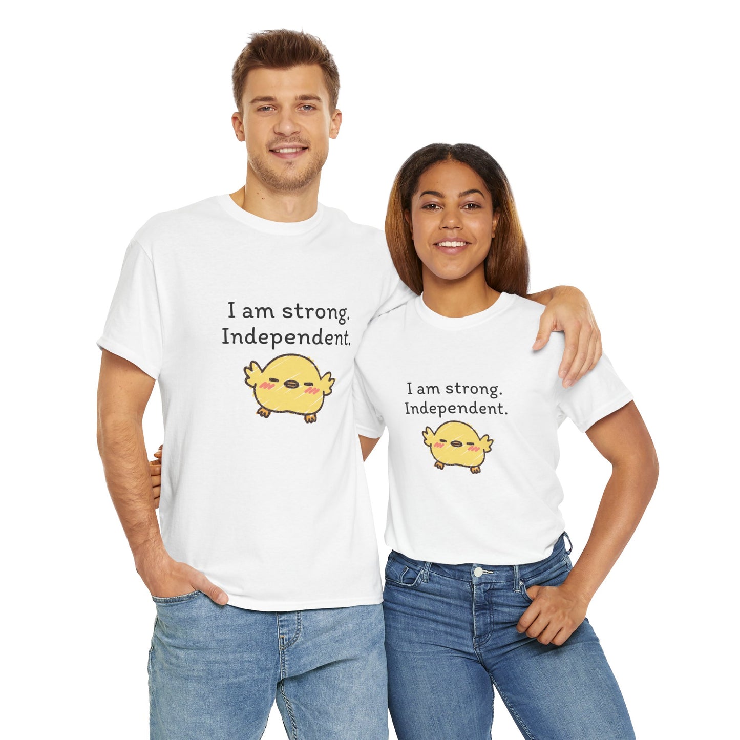Empowering Chick Graphic Unisex Heavy Cotton Tee - "I am strong. Independent."