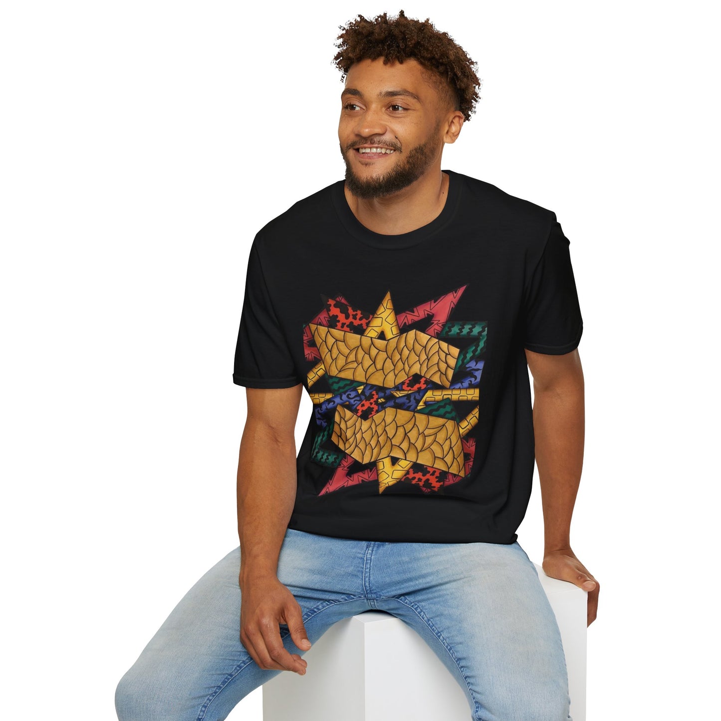 Abstract Art Unisex Softstyle T-Shirt - Colorful Graphic Tee for Creative Souls By @Almatar.art