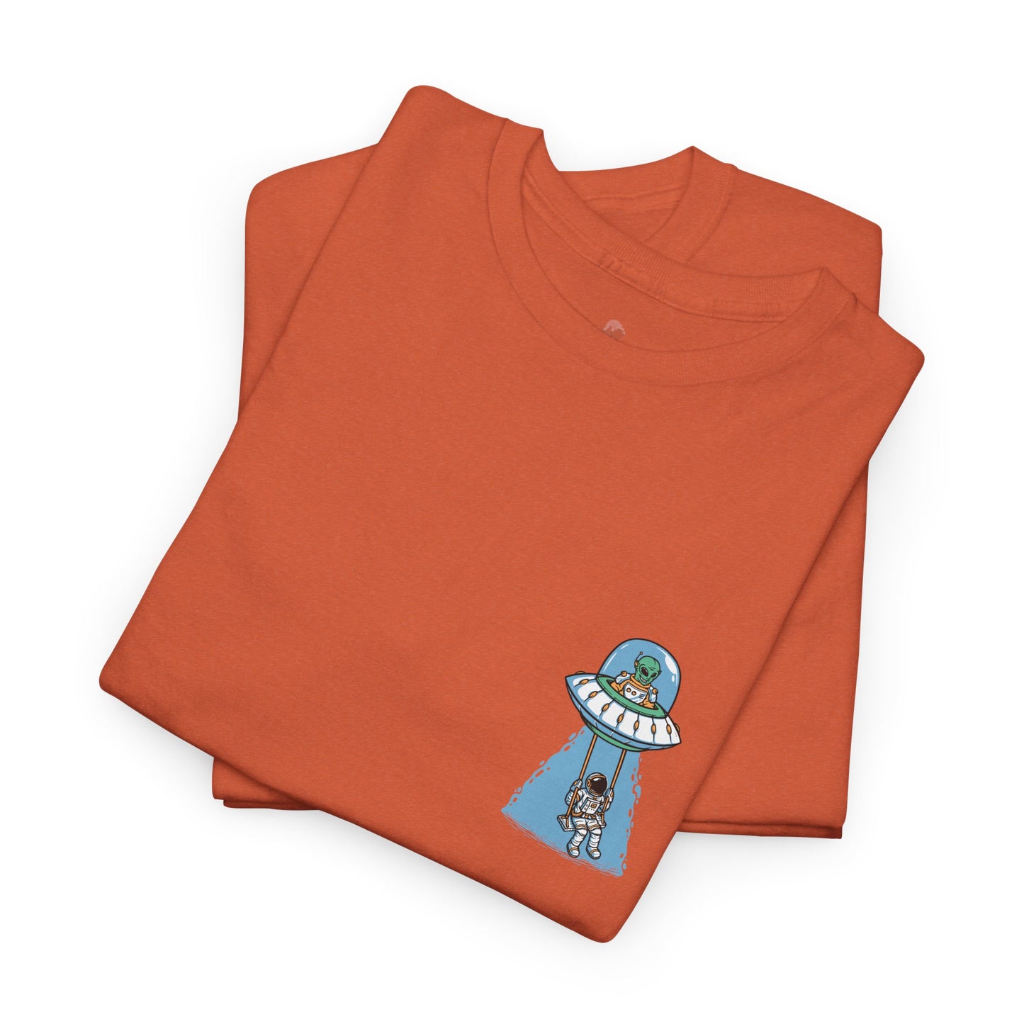 UFO Dancing in Space - Whimsical Unisex Heavy Cotton Tee with Playful Design