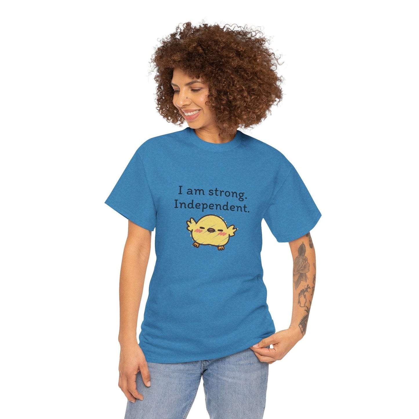 Empowering Chick Graphic Unisex Heavy Cotton Tee - "I am strong. Independent."