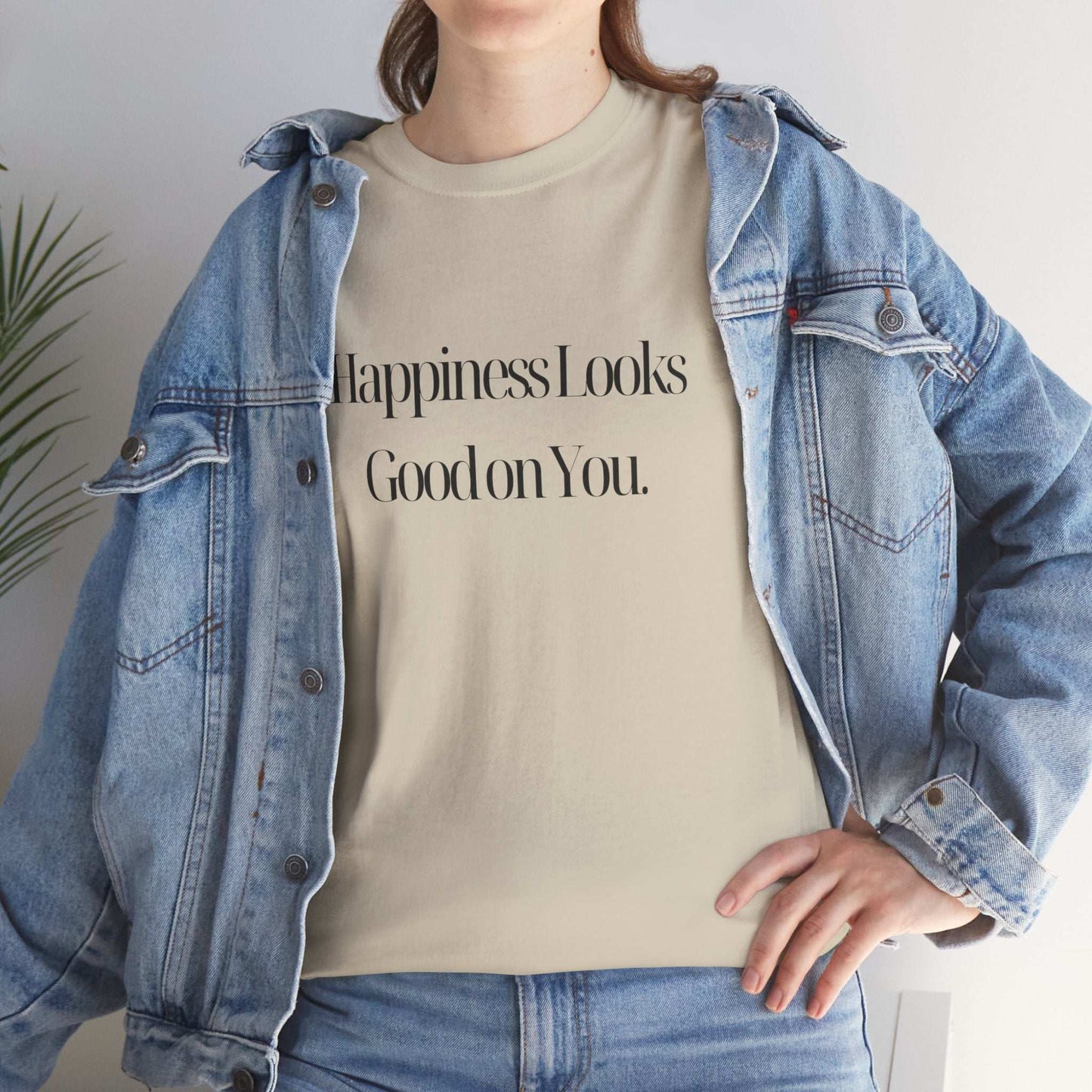Happiness looks good on you Tshirt - Perfect for Motivation, Gifts, EvIntroducing our Unisex Heavy Cotton Tee, perfect for spreading positivity and comfort in your daily life. This versatile tee carries the uplifting message, "HappinesSolo JourneyInspiring Happiness Unisex Tee