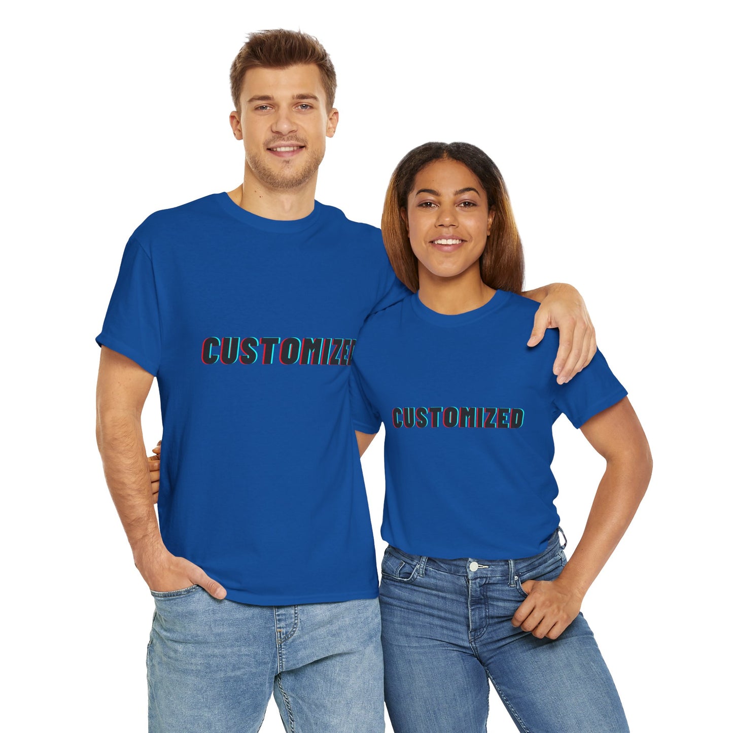 Flat lay of the Personalized Unisex Heavy Cotton Tee with nature-inspired graphic designs, emphasizing its role in sustainable fashion and unique style.