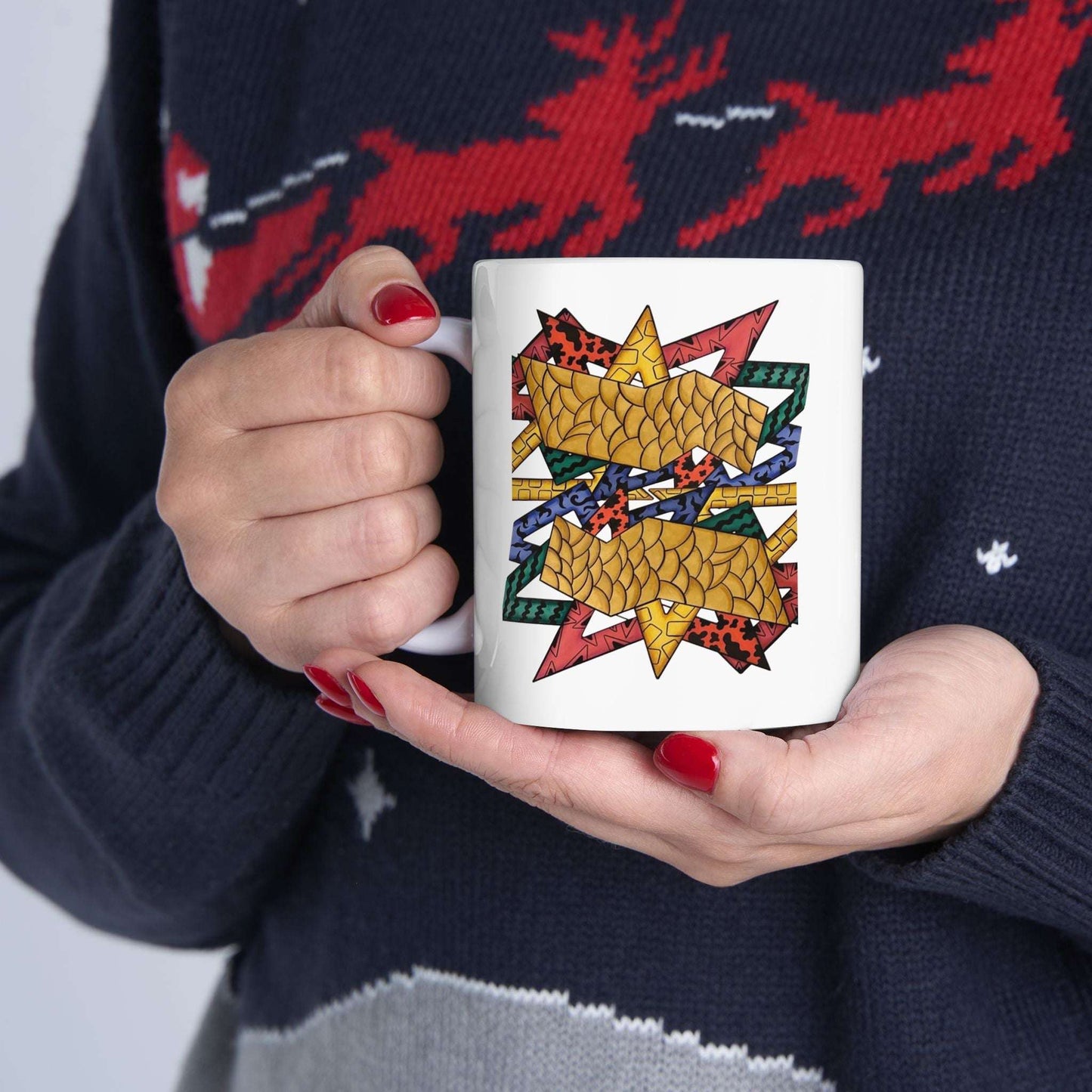 Colorful Geometric Ceramic Mug - Perfect for Coffee Lovers and Gifting by @almatar.art
