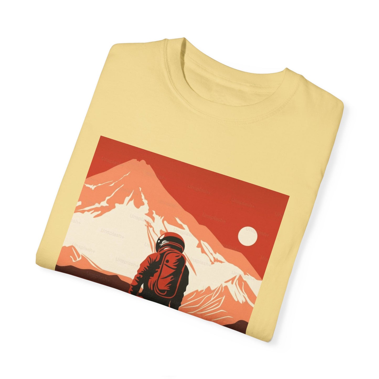 Man On Mars Graphic T-Shirt - Eco-Friendly Organic Cotton, Oversized Unisex Boho Tee perfect for eco-conscious fashion enthusiasts.