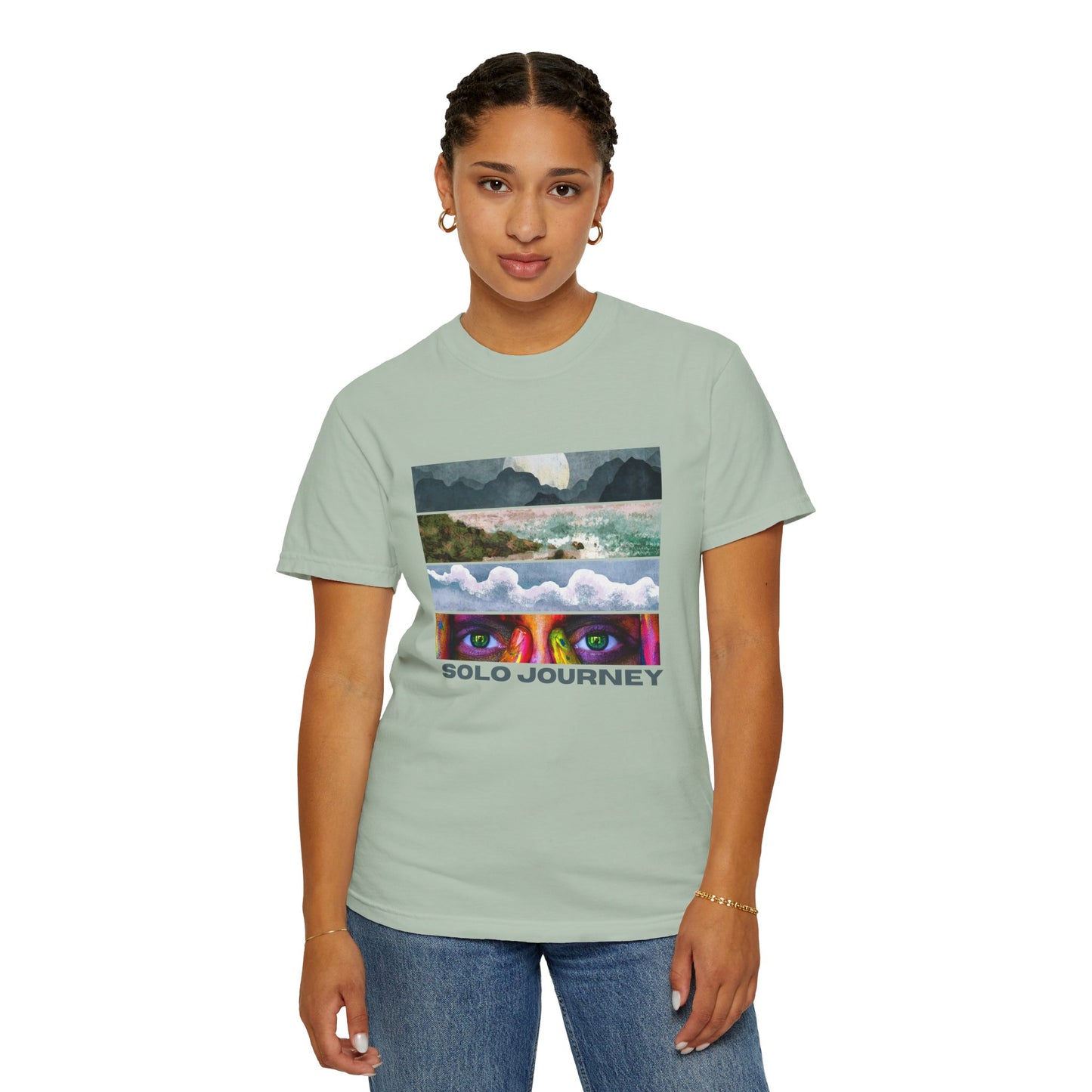 Model wearing the Vintage Aesthetic Oversized Boho T-Shirt 07, demonstrating its relaxed fit and versatile style for casual wear.