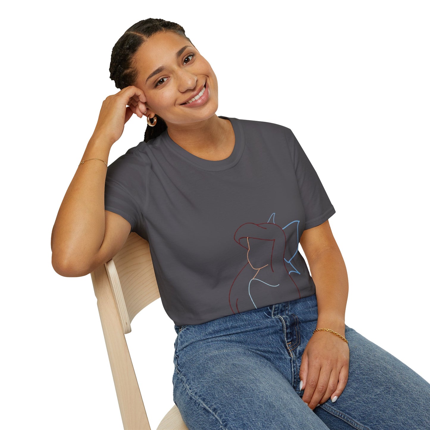 Unisex Minimalist Line Art T-Shirt - Eco-Friendly Tee showcasing an abstract female silhouette design in a stylish casual look.