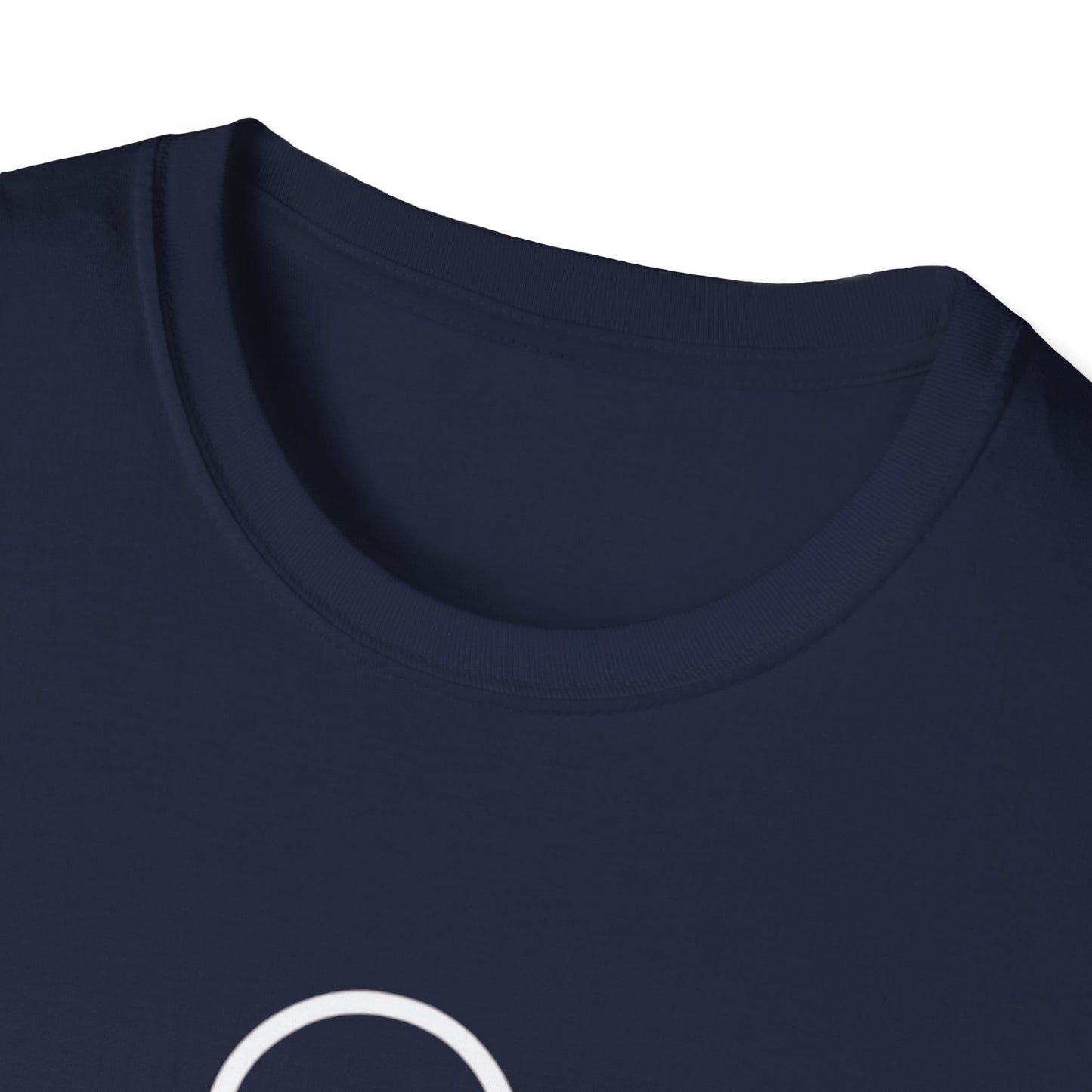 Unisex Softstyle T-Shirt - Eco-Friendly 100% Cotton Minimalist Graphic Tee for Casual Wear laid out flat to highlight the comfortable ribbed knit collar.