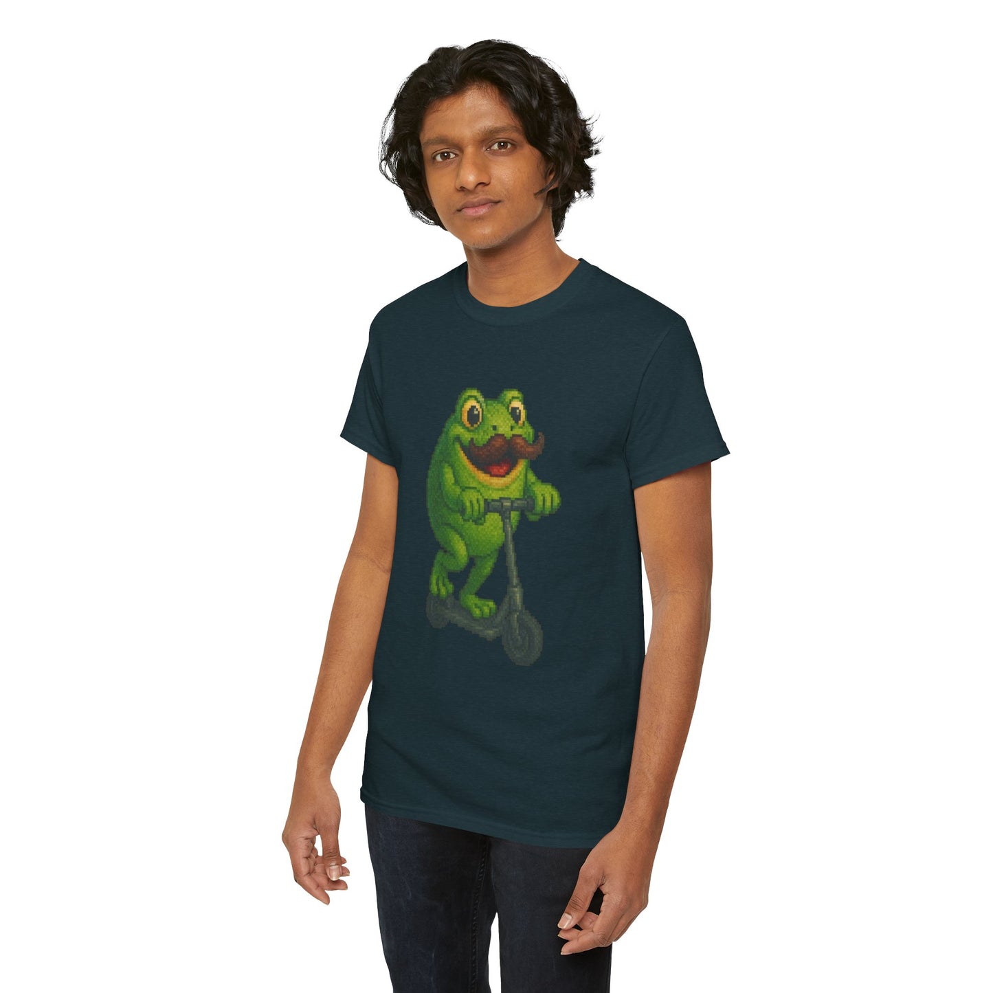 Fun Frog Scooter Tee - Unisex Heavy Cotton T-Shirt, Cute Animal Shirt, Gift for Kids & Teens, Funny Graphic Tee, Summer Wear