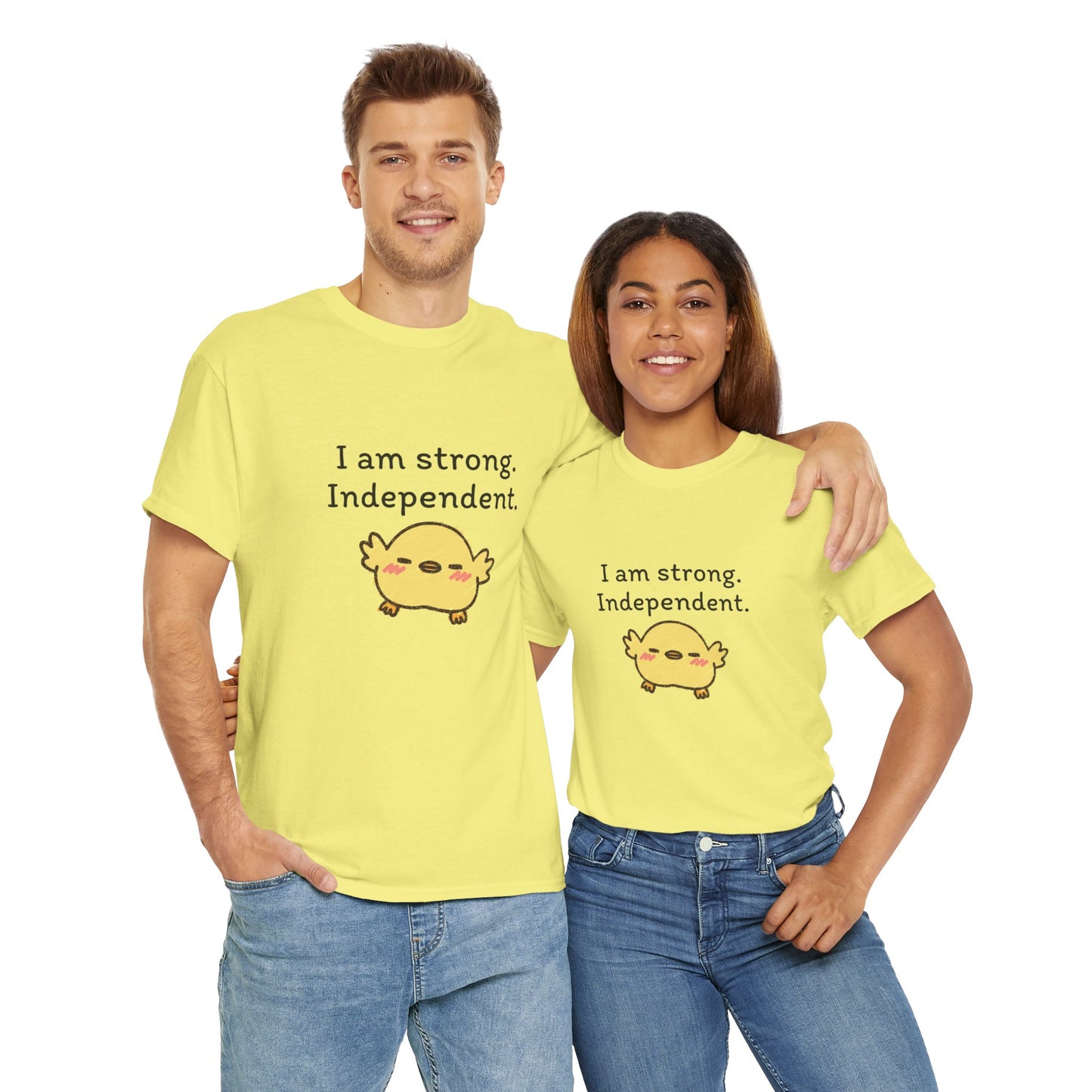 Empowering Chick Graphic Unisex Heavy Cotton Tee - "I am strong. Independent."