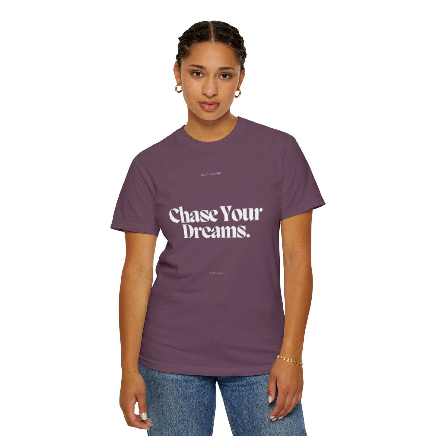 Close-up of the Chase Your Dreams Vintage Aesthetic Pullover highlighting the organic cotton fabric and vibrant hand-drawn graphics.