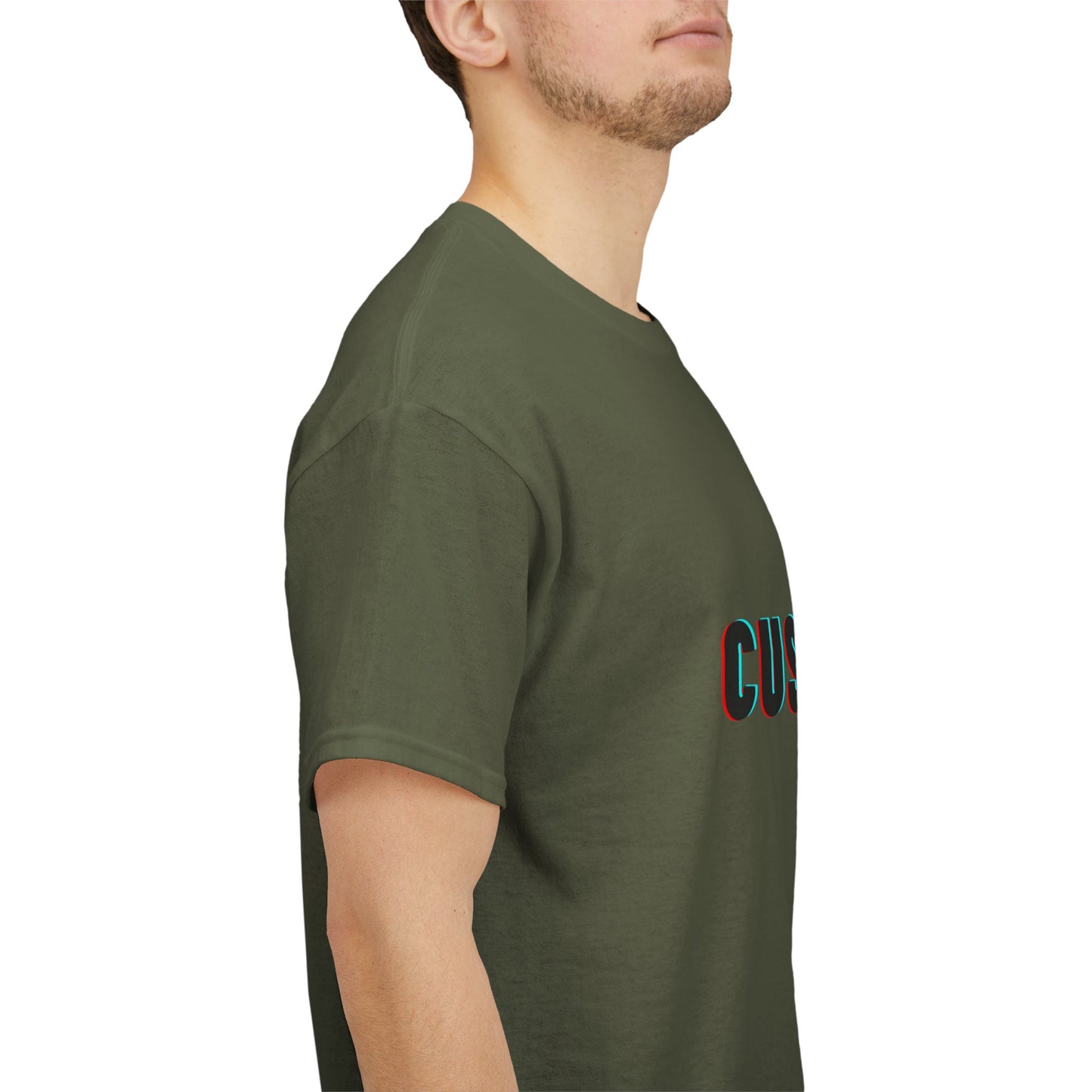 Custom graphic wear with nature-inspired designs on a Personalized Unisex Heavy Cotton Tee, promoting sustainable fashion.