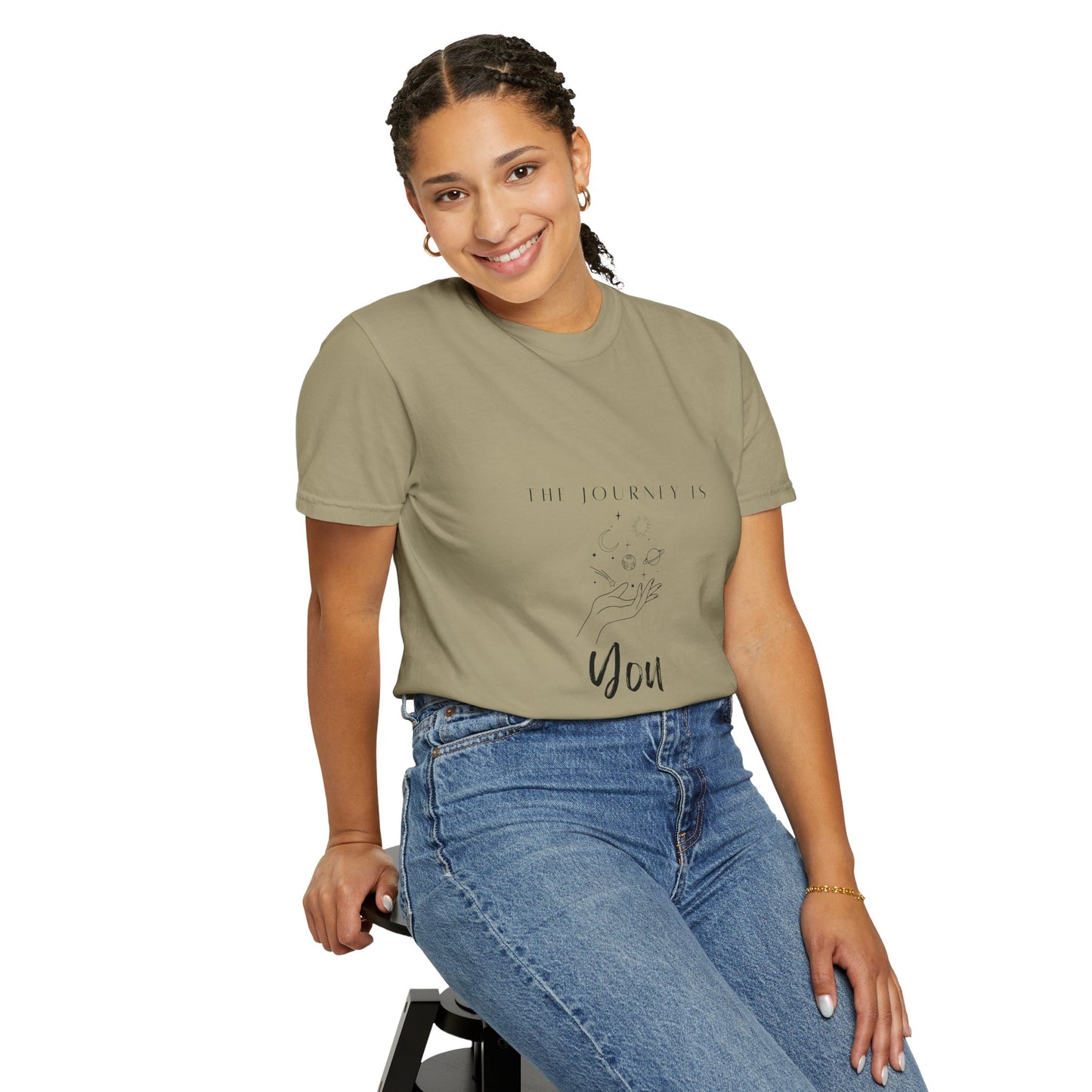 Vintage Aesthetic Oversized Boho T-Shirt Pullover folded neatly, made from organic cotton for an eco-friendly wardrobe.