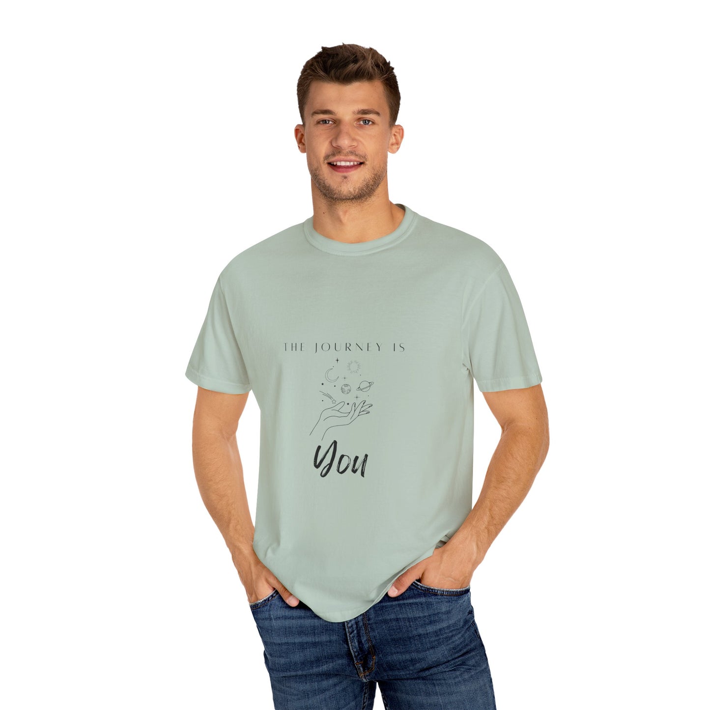 Model wearing the Vintage Aesthetic Oversized Boho T-Shirt Pullover, styled with high-waisted jeans, highlighting its versatile fashion appeal.