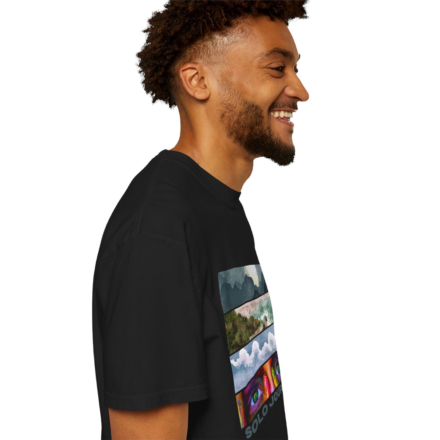 Vintage Aesthetic Oversized Boho T-Shirt 07 - Eco-Friendly Organic Cotton Tee hanging neatly on a clothing rack, emphasizing its sustainable fashion appeal.