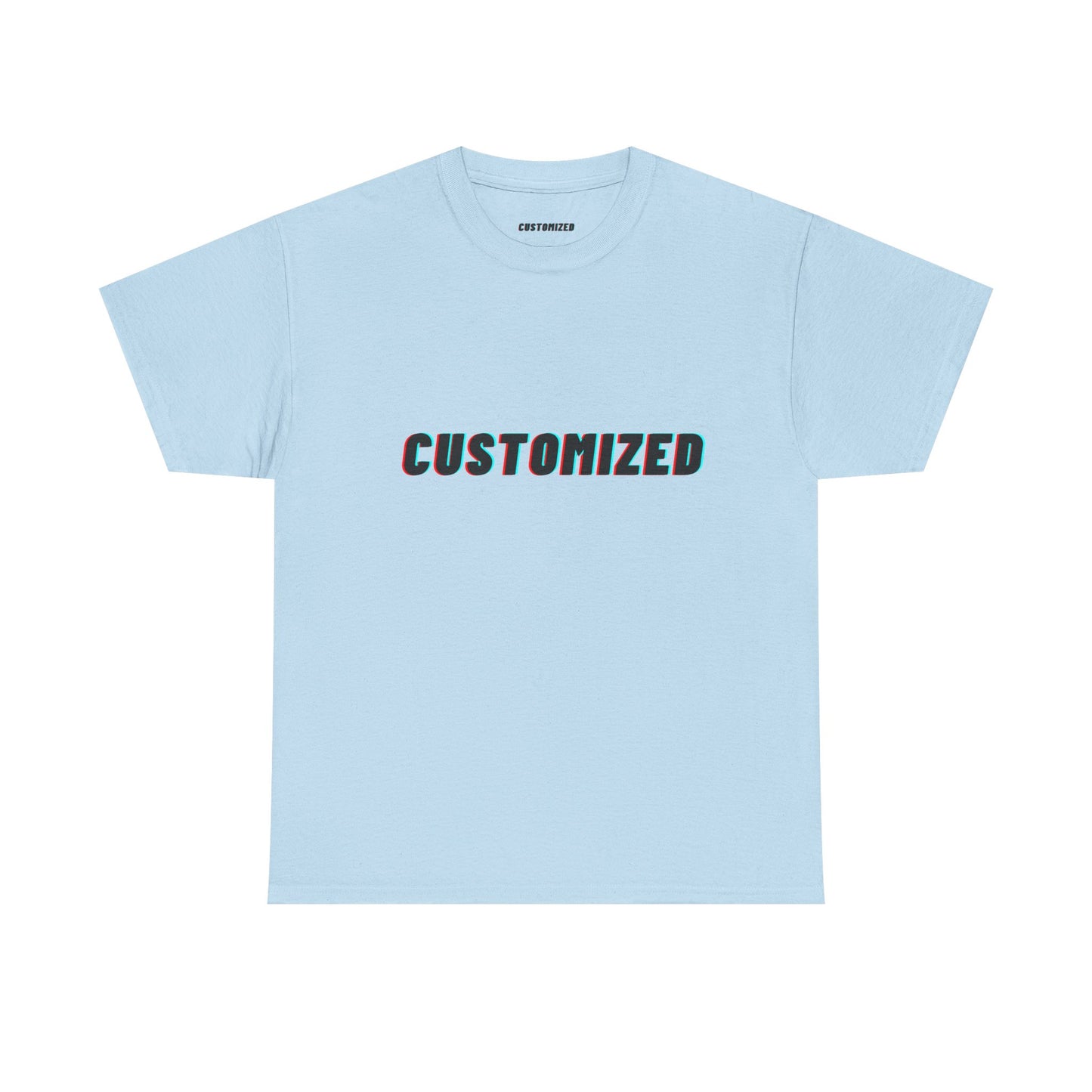 Stylish detail of the collar and sleeves of the Personalized Unisex Heavy Cotton Tee - Eco-Friendly, Comfortable, Custom Graphic Wear for everyday wear.