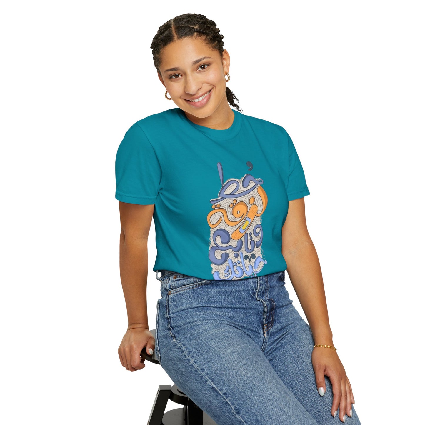 Model wearing Put A Bandaid And Move On Sweatshirt, styled with jeans, embodying a relaxed 90s Western vibe.