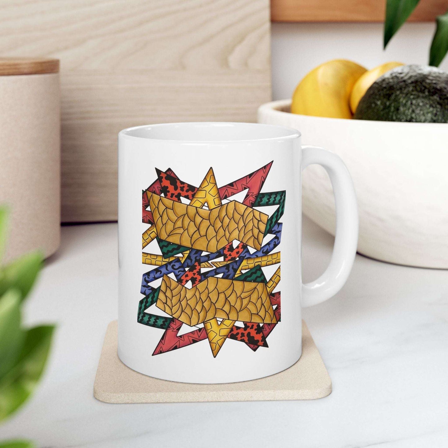 Colorful Geometric Ceramic Mug - Perfect for Coffee Lovers and Gifting by @almatar.art