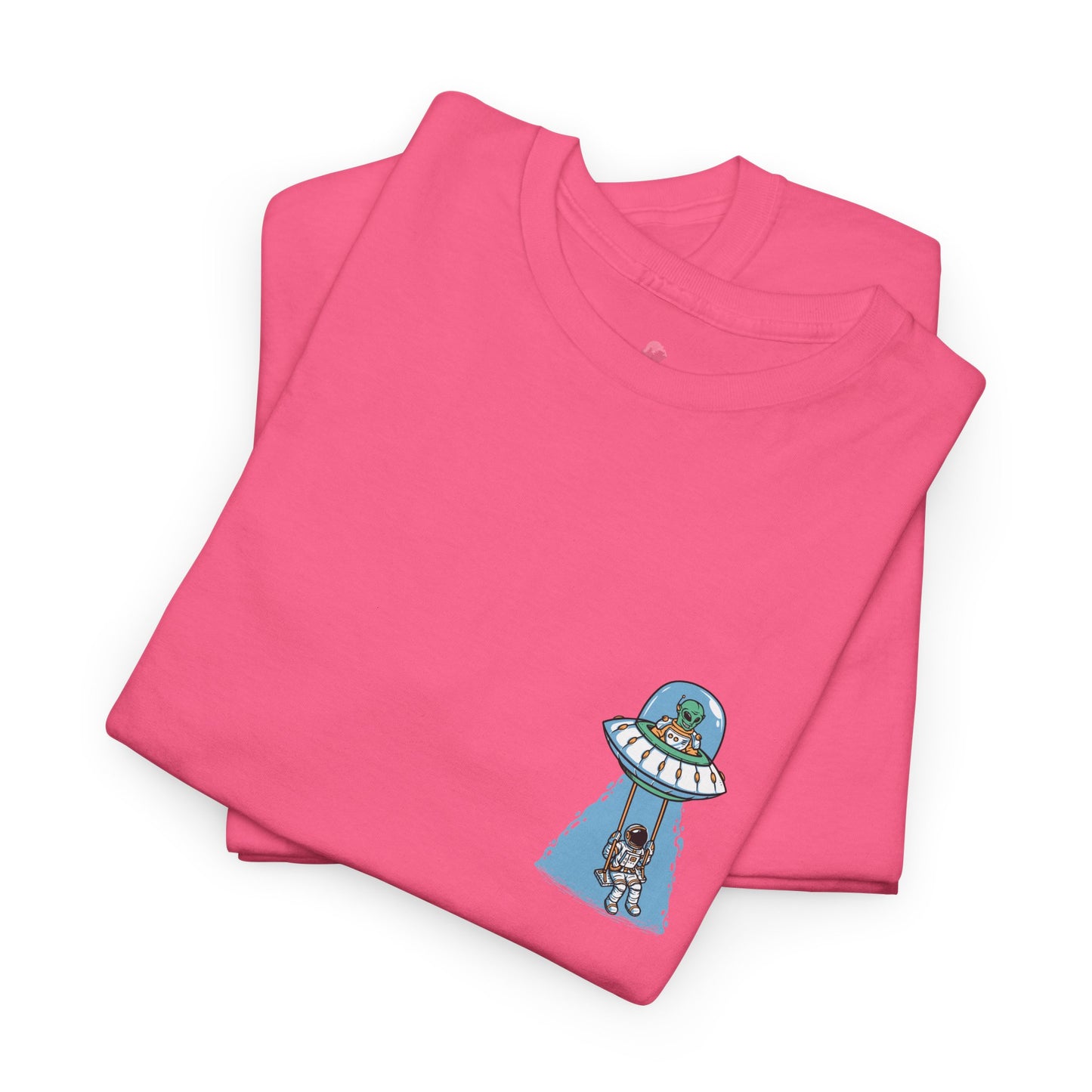 UFO Dancing in Space - Whimsical Unisex Heavy Cotton Tee with Playful Design
